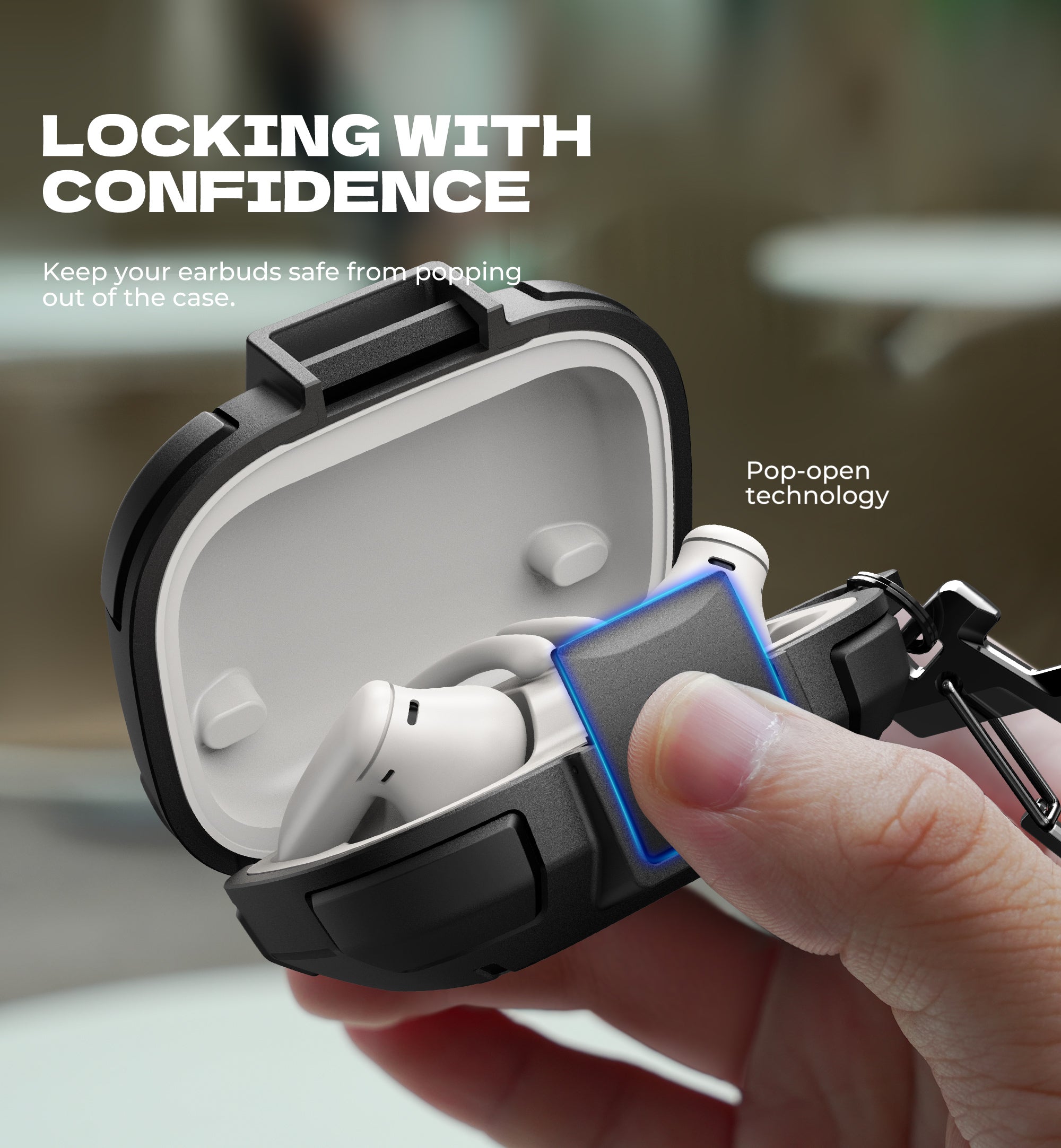 Dexnor Case for Beats Powerbeats Pro 2nd Gen with Drop-Proof Lock Shockproof Rugged Bumper Protective Cover with Carabiner Keyring Cleaner Kit