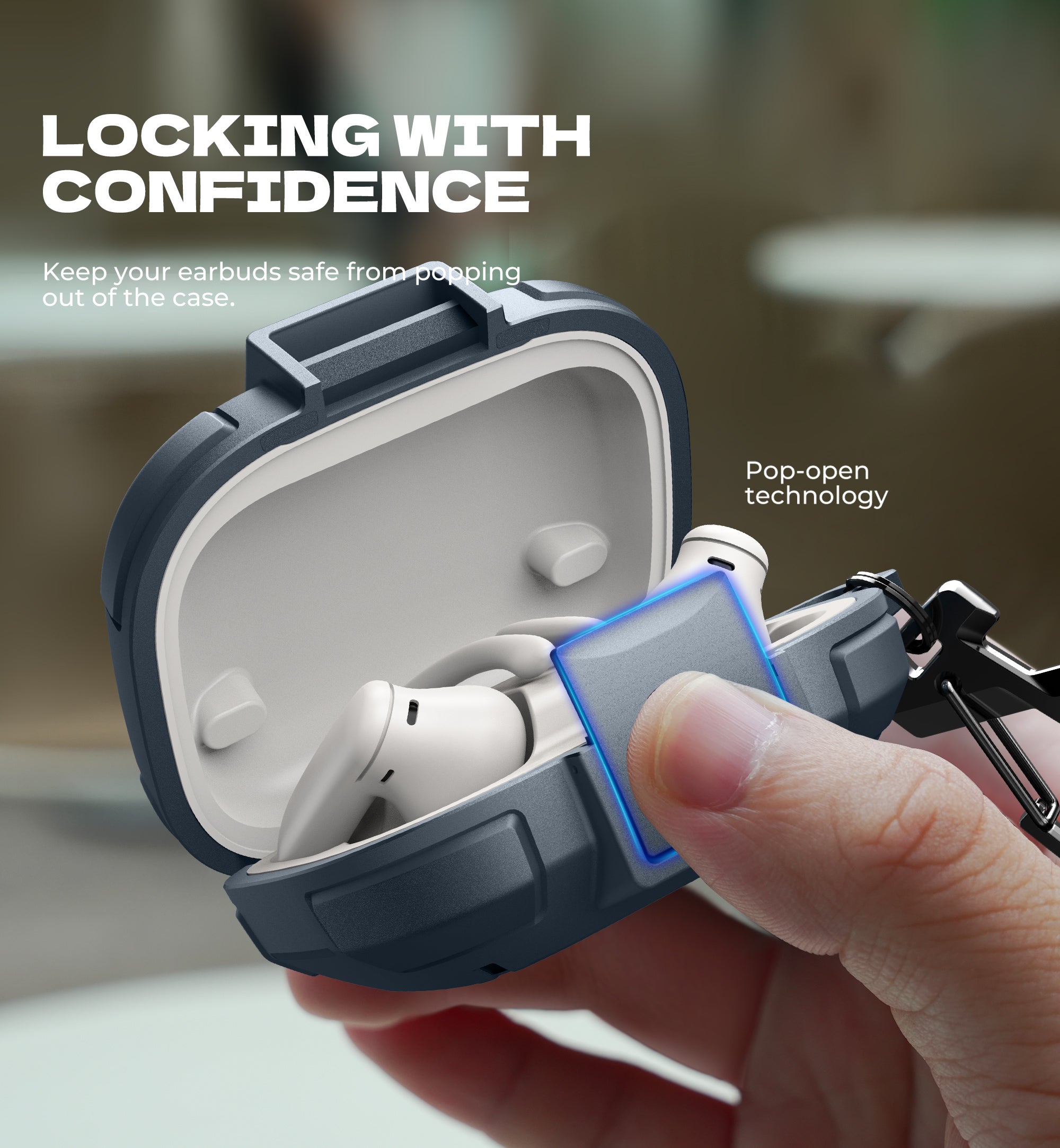 Dexnor Case for Beats Powerbeats Pro 2nd Gen with Drop-Proof Lock Shockproof Rugged Bumper Protective Cover with Carabiner Keyring Cleaner Kit