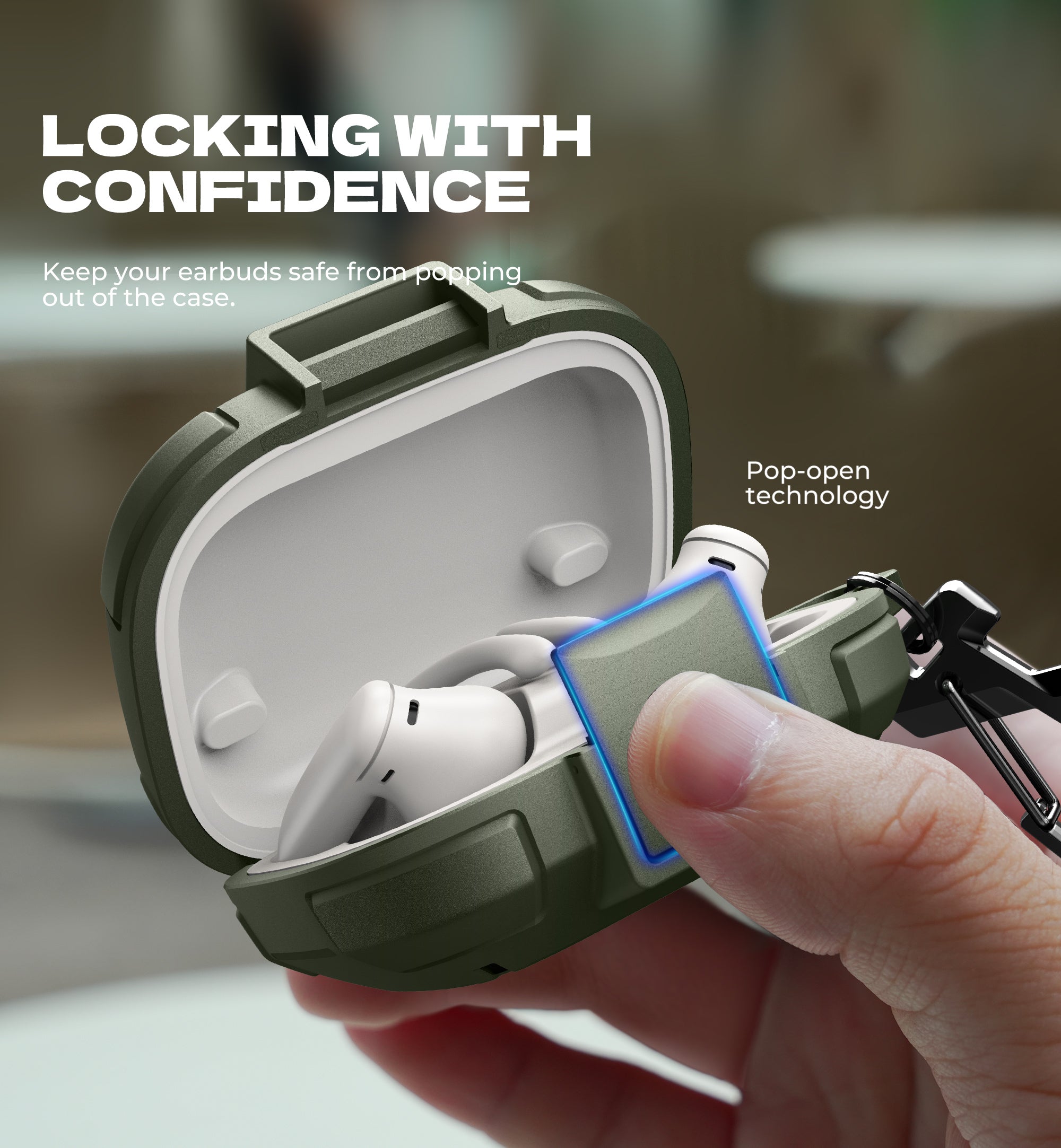 Dexnor Case for Beats Powerbeats Pro 2nd Gen with Drop-Proof Lock Shockproof Rugged Bumper Protective Cover with Carabiner Keyring Cleaner Kit