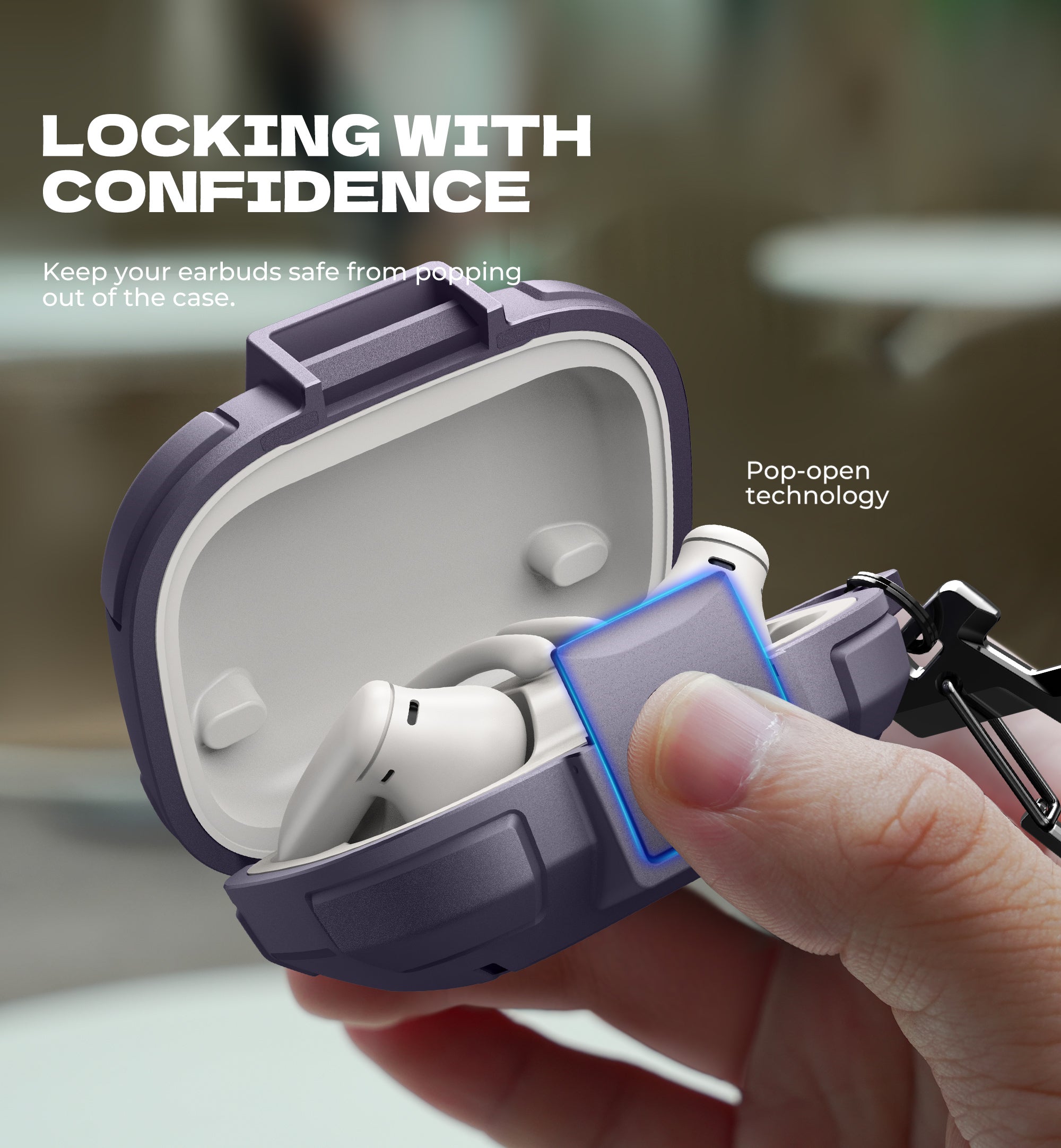 Dexnor Case for Beats Powerbeats Pro 2nd Gen with Drop-Proof Lock Shockproof Rugged Bumper Protective Cover with Carabiner Keyring Cleaner Kit