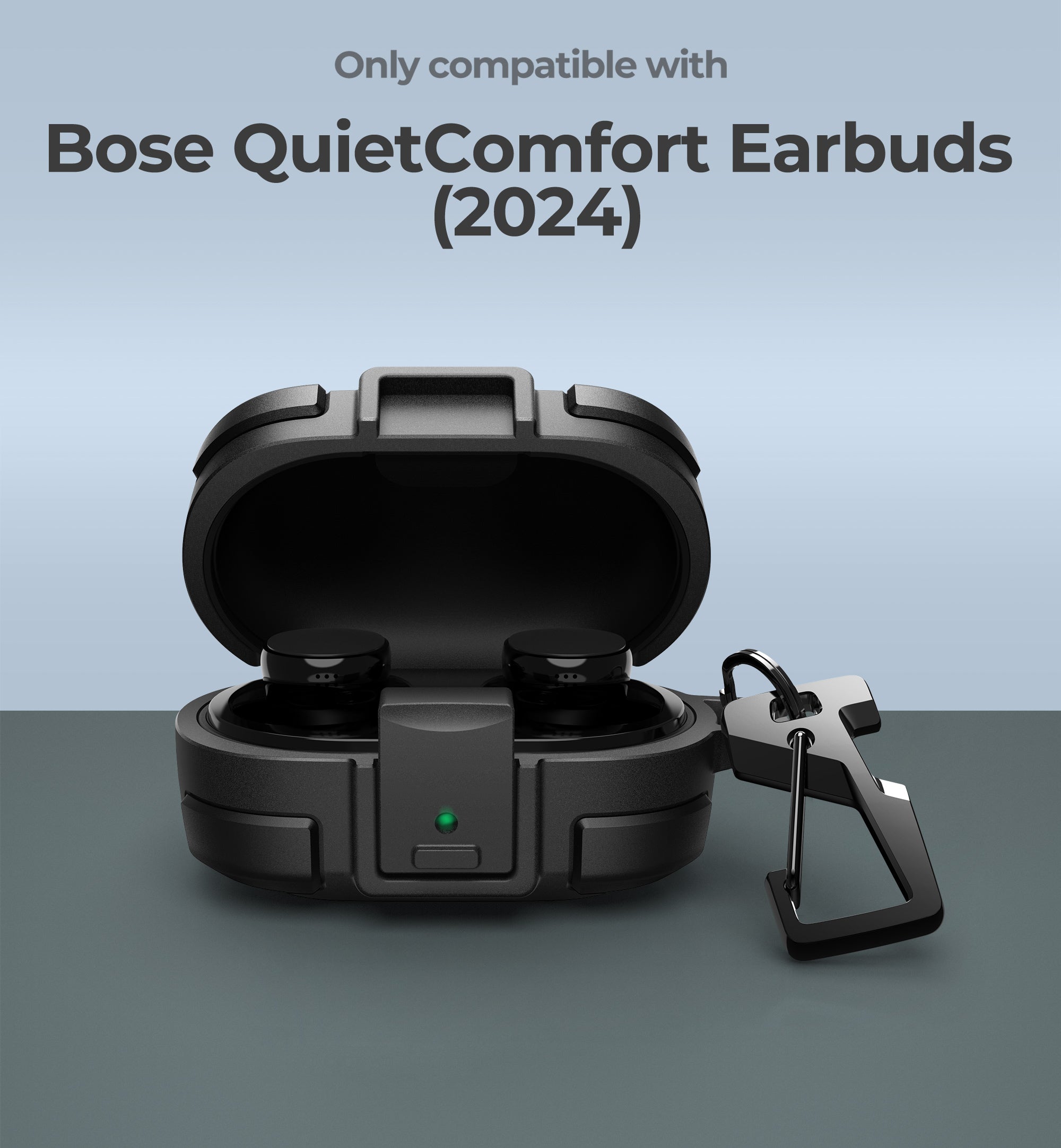 Dexnor Case for Bose QuietComfort Earbuds 2024 with Drop-Proof Lock Shockproof Rugged Bumper Cover with Carabiner Keyring Charger not Included