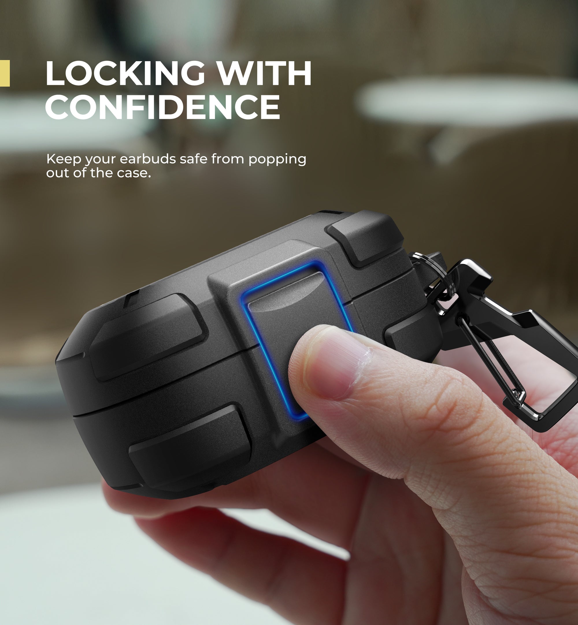 Dexnor Case for Bose QuietComfort Earbuds 2024 with Drop-Proof Lock Shockproof Rugged Bumper Cover with Carabiner Keyring Charger not Included