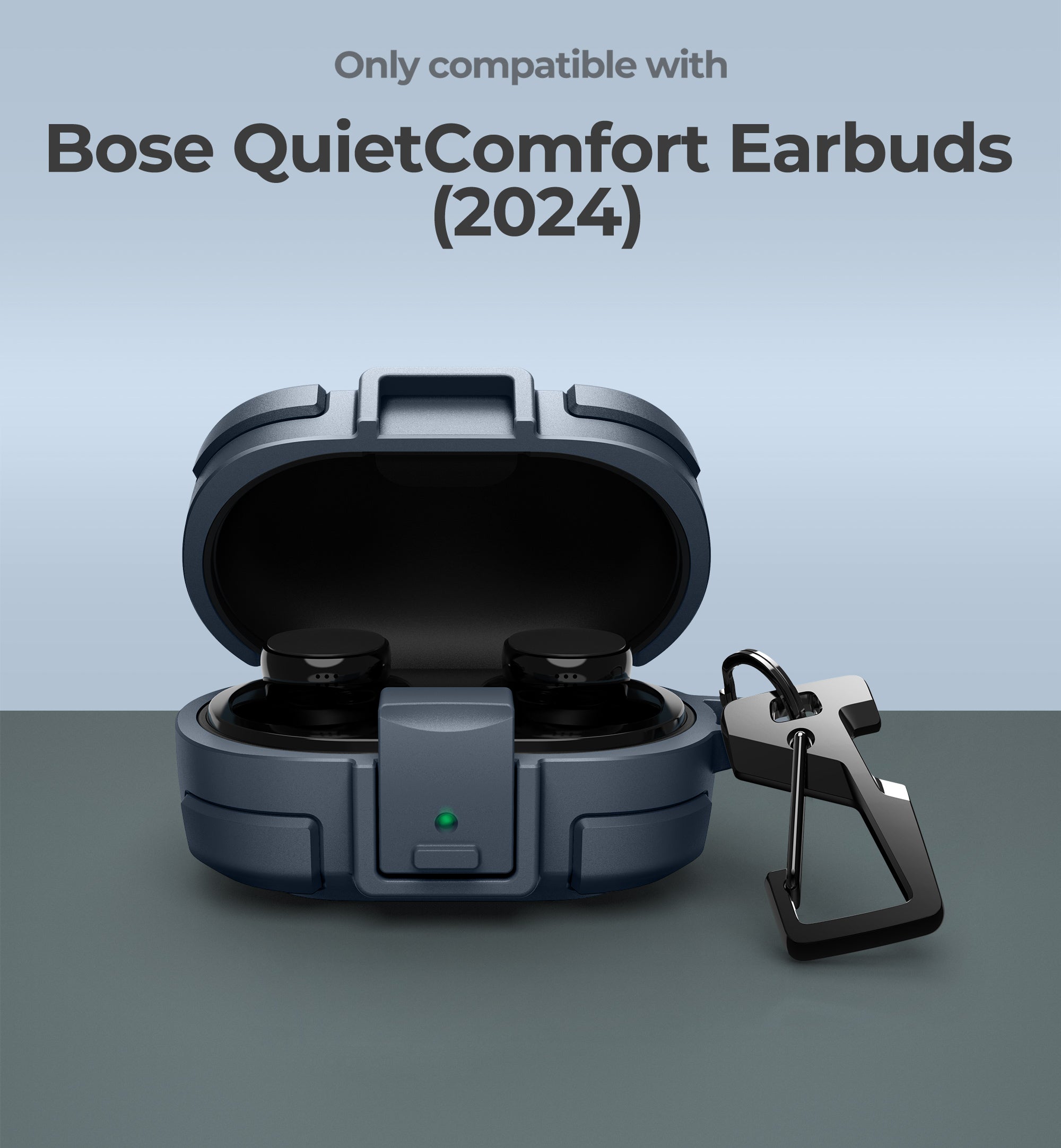 Dexnor Case for Bose QuietComfort Earbuds 2024 with Drop-Proof Lock Shockproof Rugged Bumper Cover with Carabiner Keyring Charger not Included
