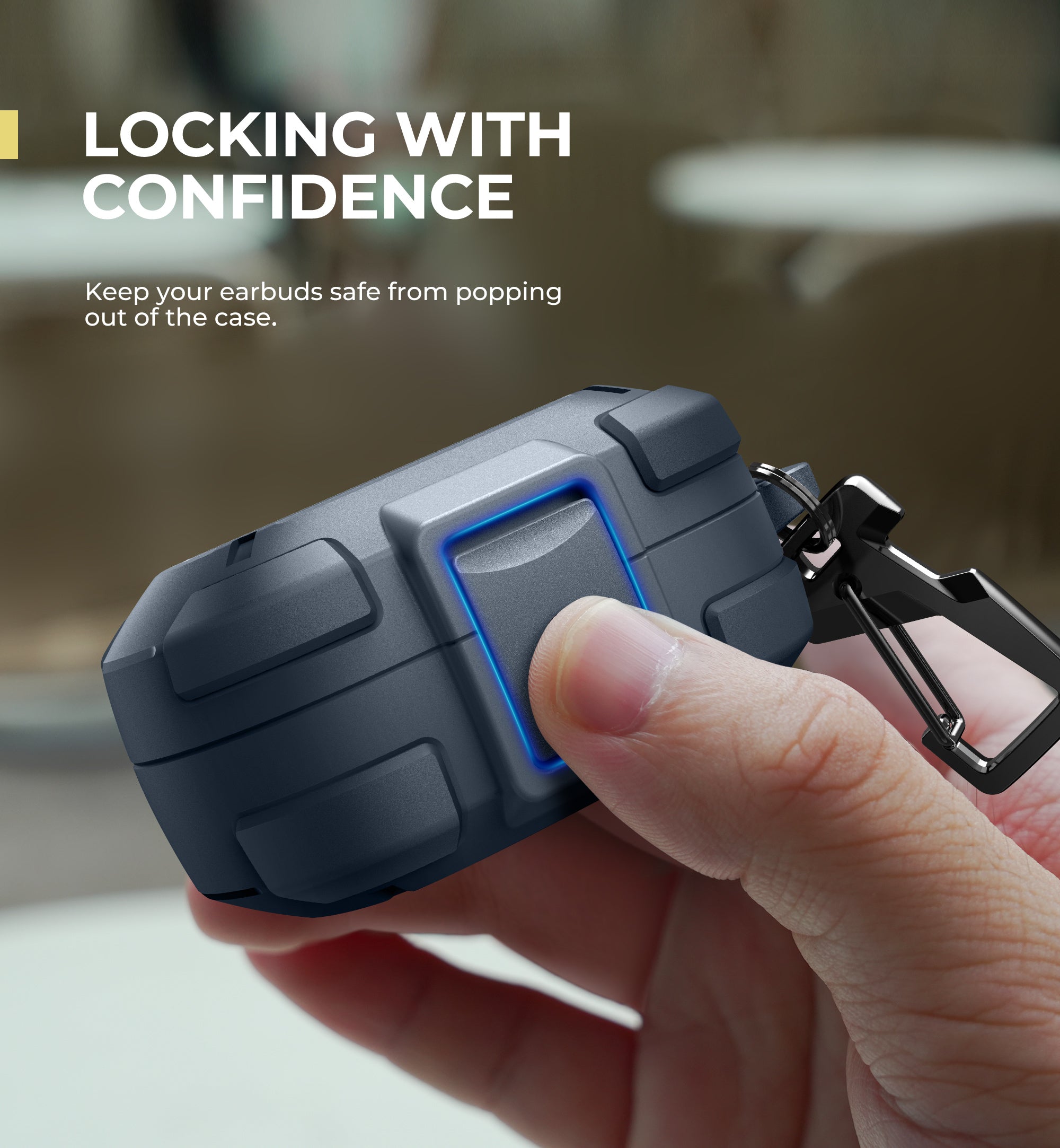 Dexnor Case for Bose QuietComfort Earbuds 2024 with Drop-Proof Lock Shockproof Rugged Bumper Cover with Carabiner Keyring Charger not Included