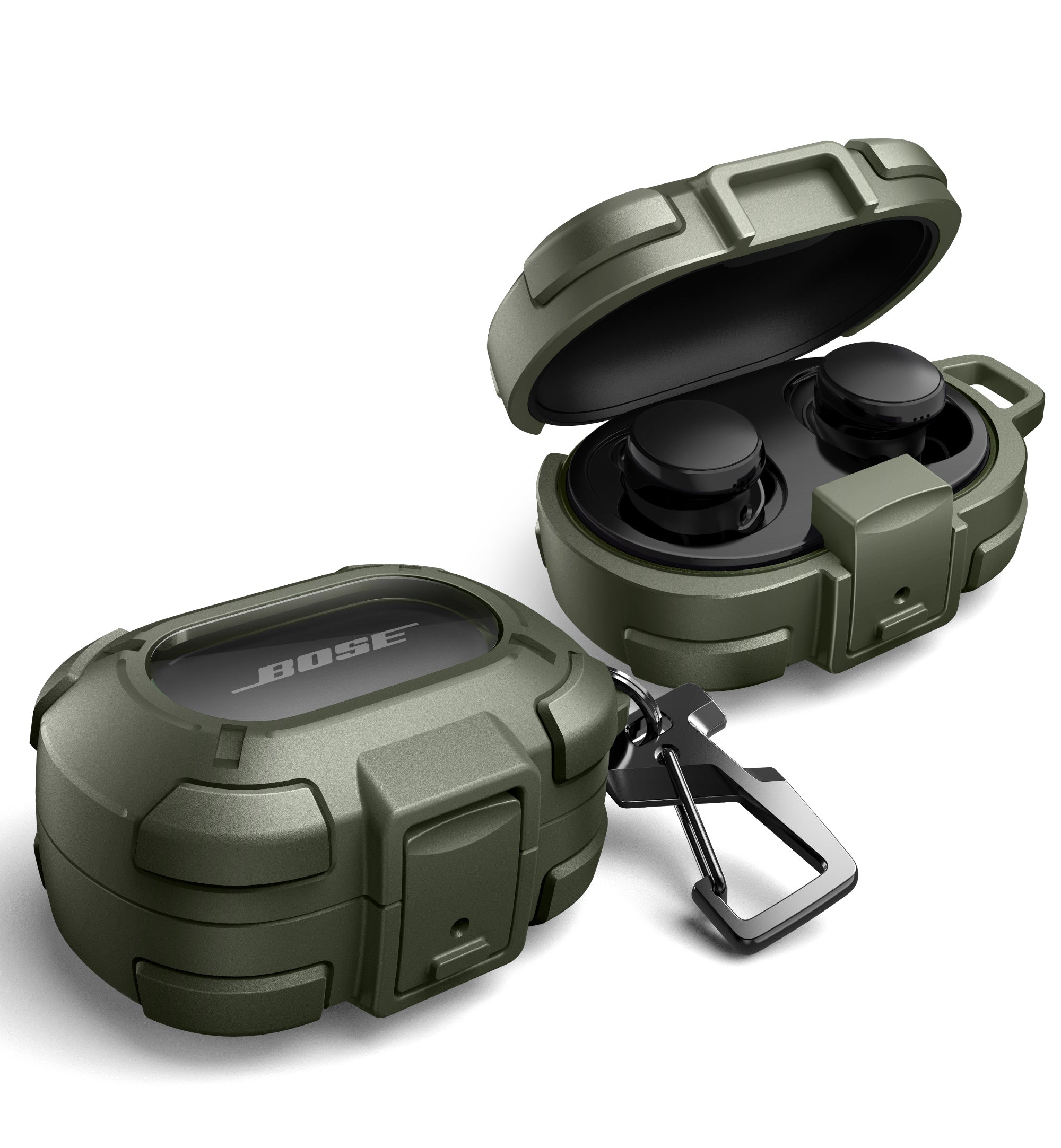 Dexnor Case for Bose QuietComfort Earbuds 2024 with Drop-Proof Lock Shockproof Rugged Bumper Cover with Carabiner Keyring Charger not Included