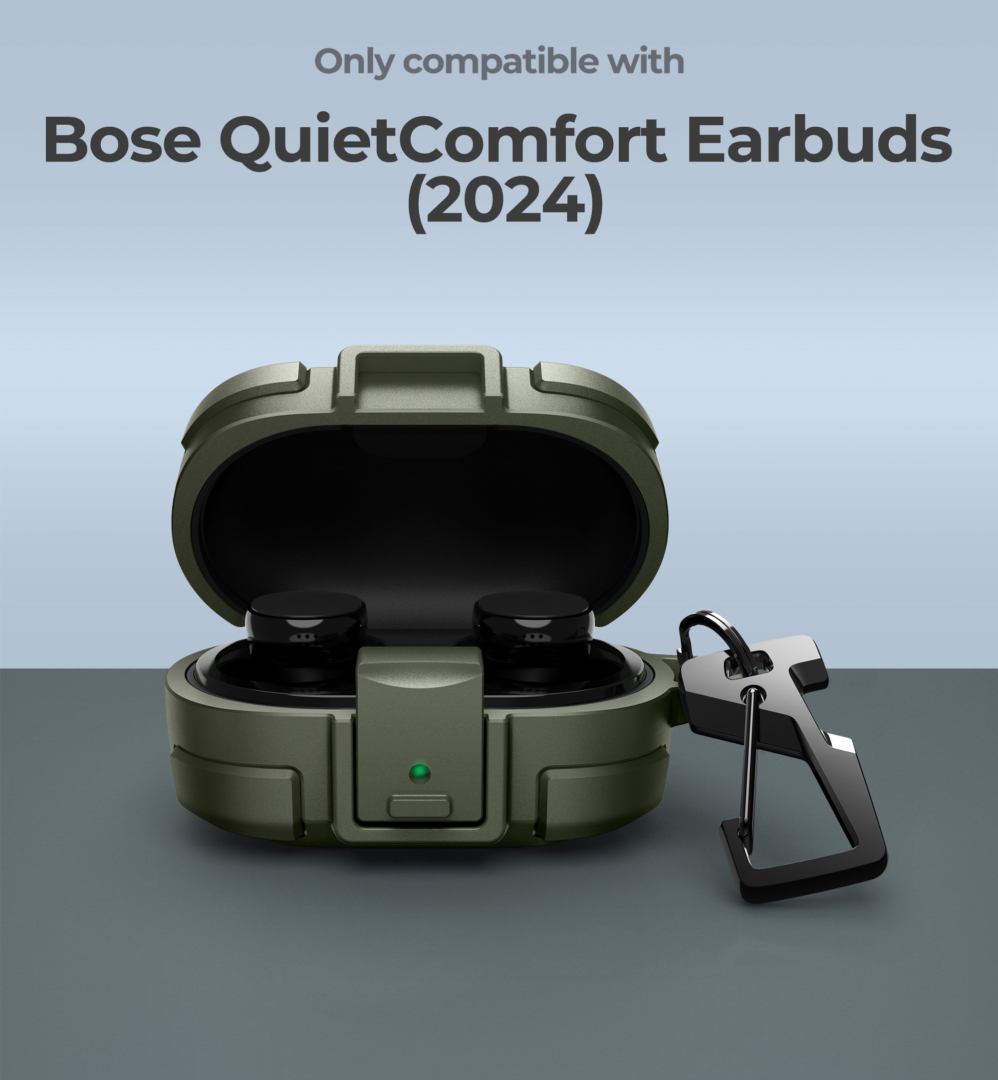 Dexnor Case for Bose QuietComfort Earbuds 2024 with Drop-Proof Lock Shockproof Rugged Bumper Cover with Carabiner Keyring Charger not Included