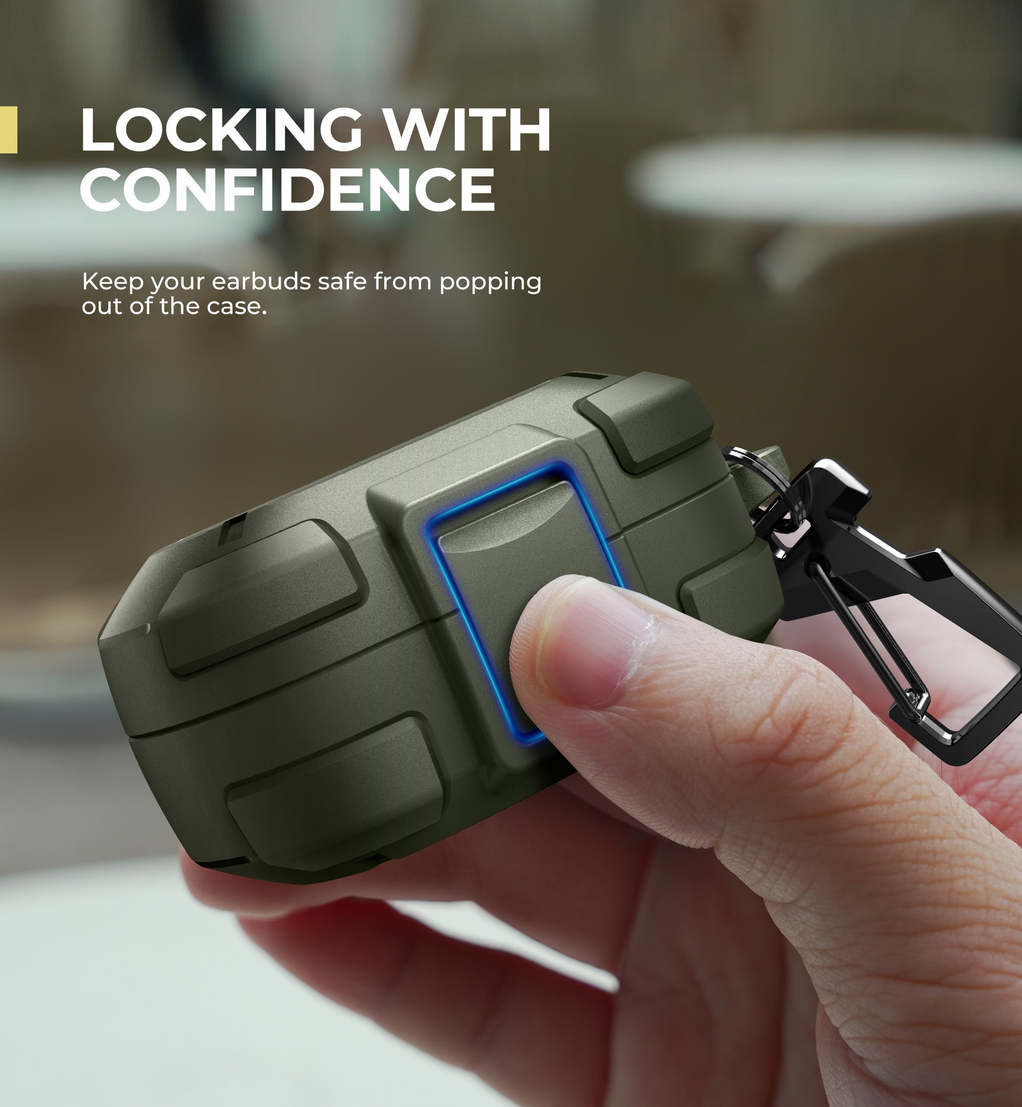 Dexnor Case for Bose QuietComfort Earbuds 2024 with Drop-Proof Lock Shockproof Rugged Bumper Cover with Carabiner Keyring Charger not Included