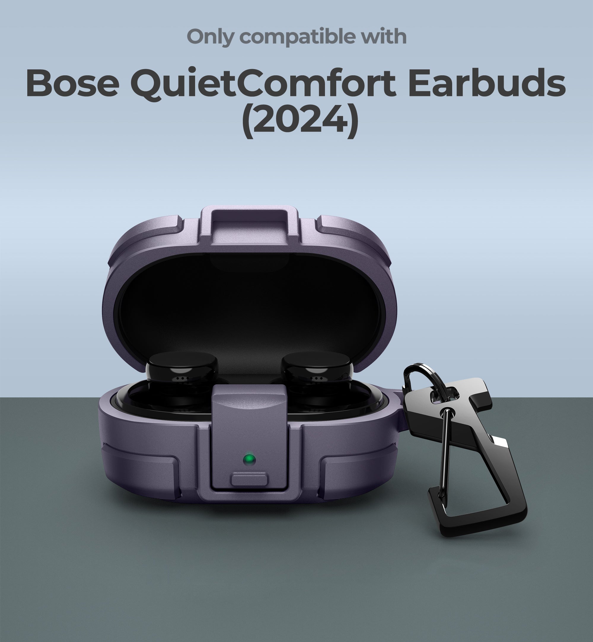 Dexnor Case for Bose QuietComfort Earbuds 2024 with Drop-Proof Lock Shockproof Rugged Bumper Cover with Carabiner Keyring Charger not Included