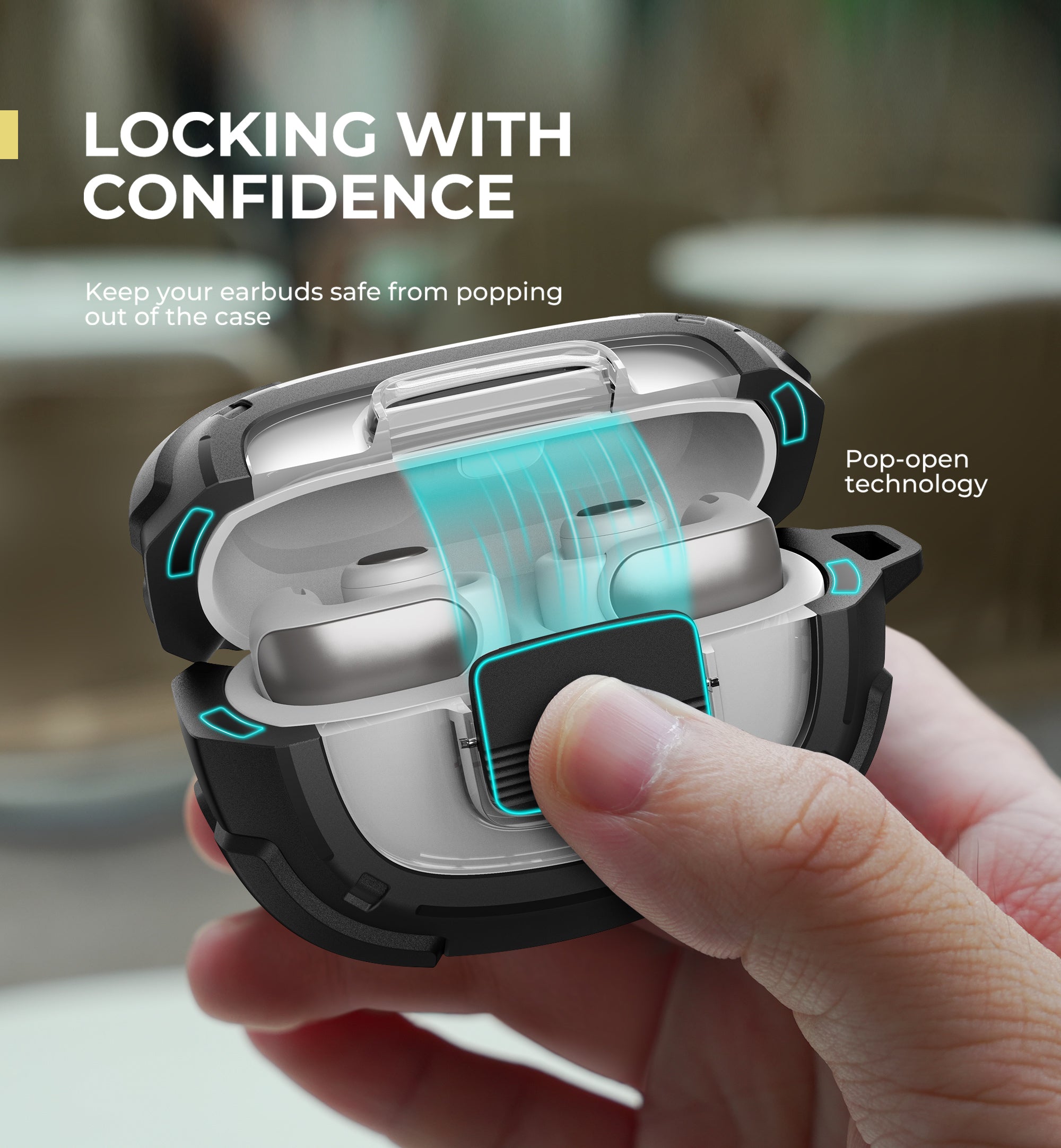 Dexnor Case for Bose Ultra Open 2024 with Drop-Proof Lock Shockproof Rugged Bumper Cases Protective Cover with Carabiner Keyring Cleaner Kit