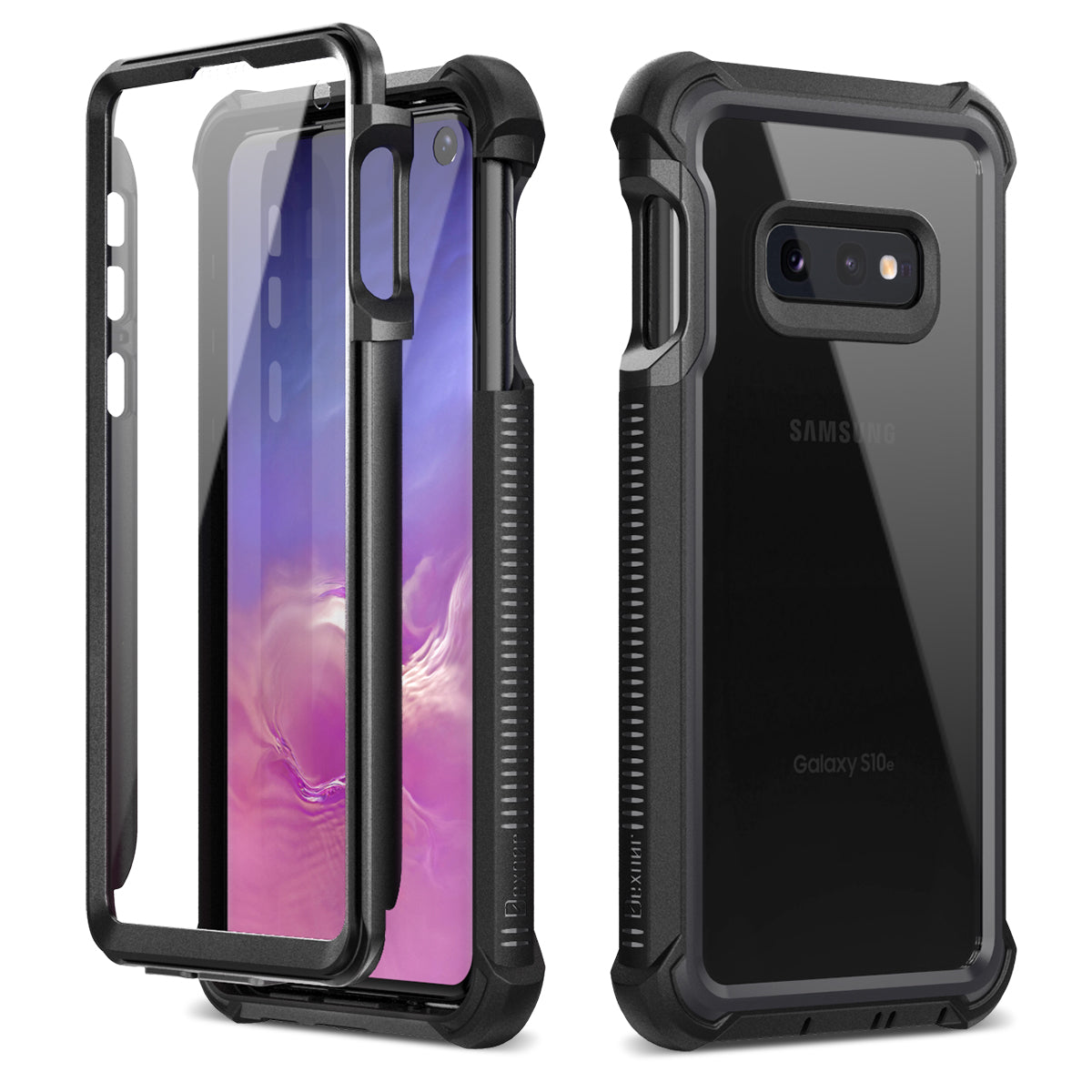 Dexnor Case for Samsung Galaxy S10E with Built-in Screen Protector Clear Rugged Full Body Protective Shockproof Hard Back Defender Dual Layer Heavy Duty Bumper Cover