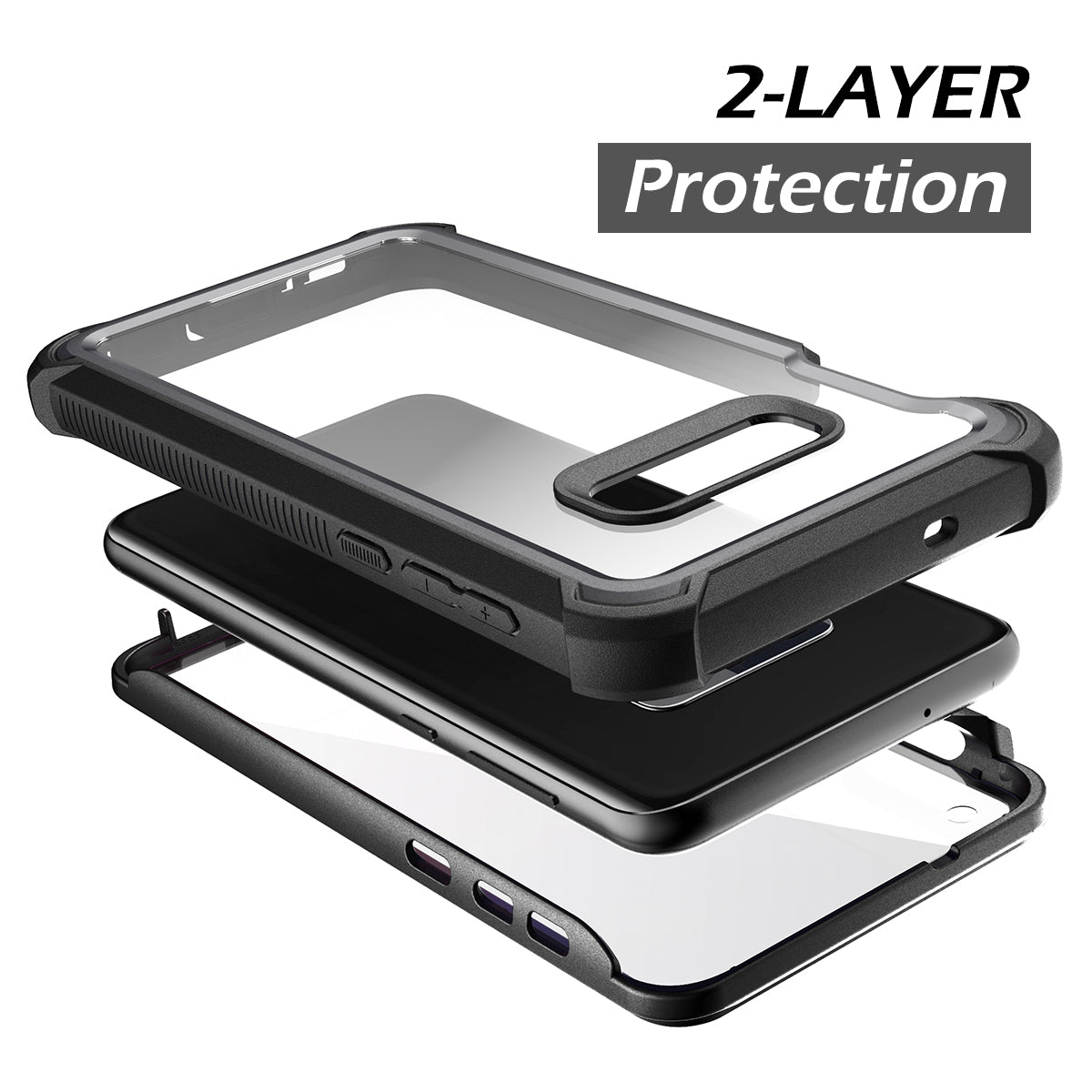 Dexnor Case for Samsung Galaxy S10E with Built-in Screen Protector Clear Rugged Full Body Protective Shockproof Hard Back Defender Dual Layer Heavy Duty Bumper Cover