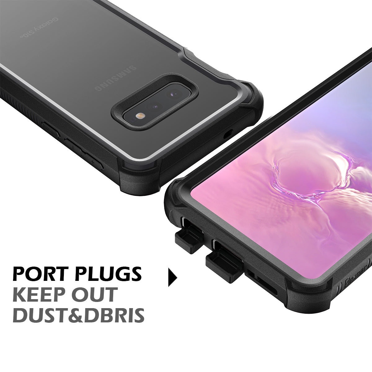 Dexnor Case for Samsung Galaxy S10E with Built-in Screen Protector Clear Rugged Full Body Protective Shockproof Hard Back Defender Dual Layer Heavy Duty Bumper Cover