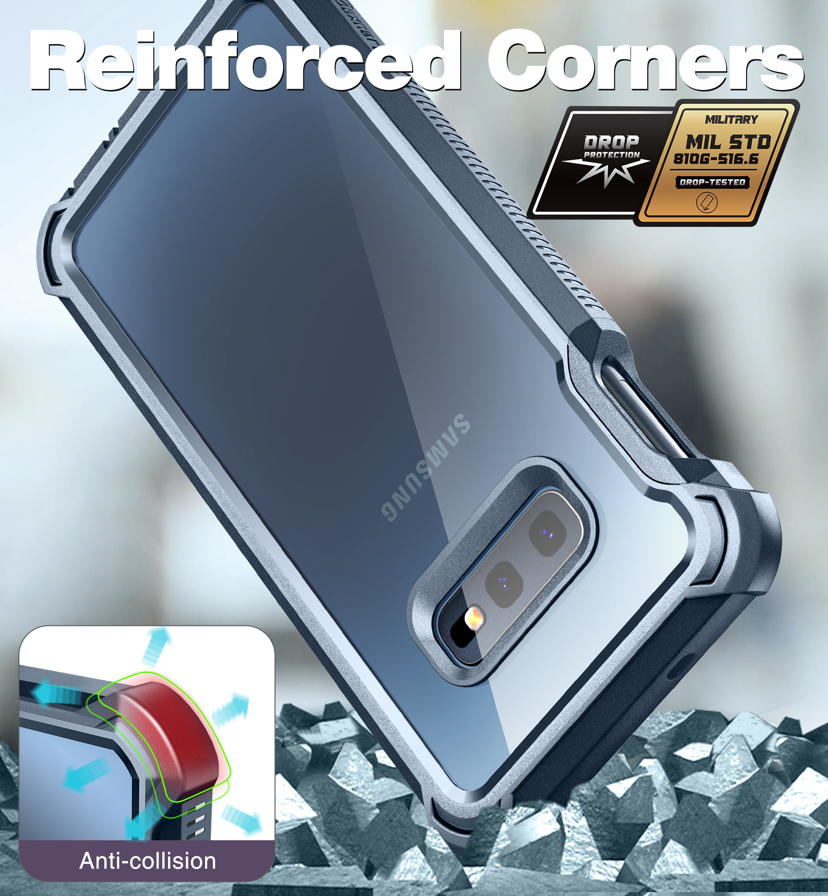 Dexnor Case for Samsung Galaxy S10E with Built-in Screen Protector Clear Rugged Full Body Protective Shockproof Hard Back Defender Dual Layer Heavy Duty Bumper Cover