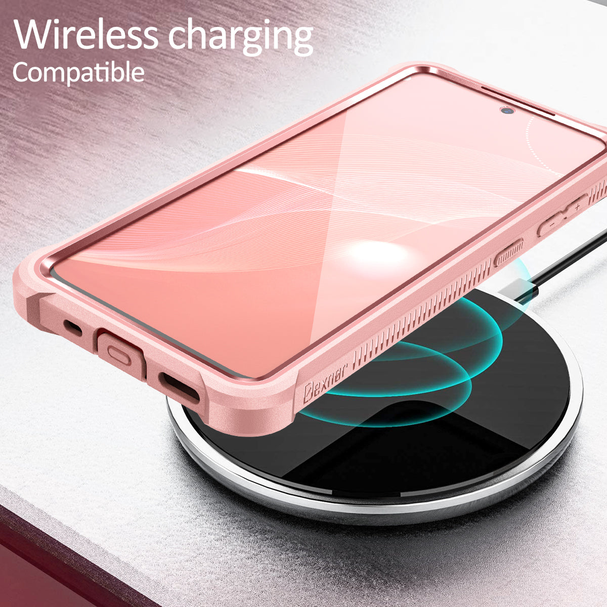 Dexnor Case for Samsung Galaxy S9 Plus with Screen Protector Electroplated Frame Clear Back Cover Rugged 360 Full Body Protective Shockproof Heavy Duty Bumper for Women