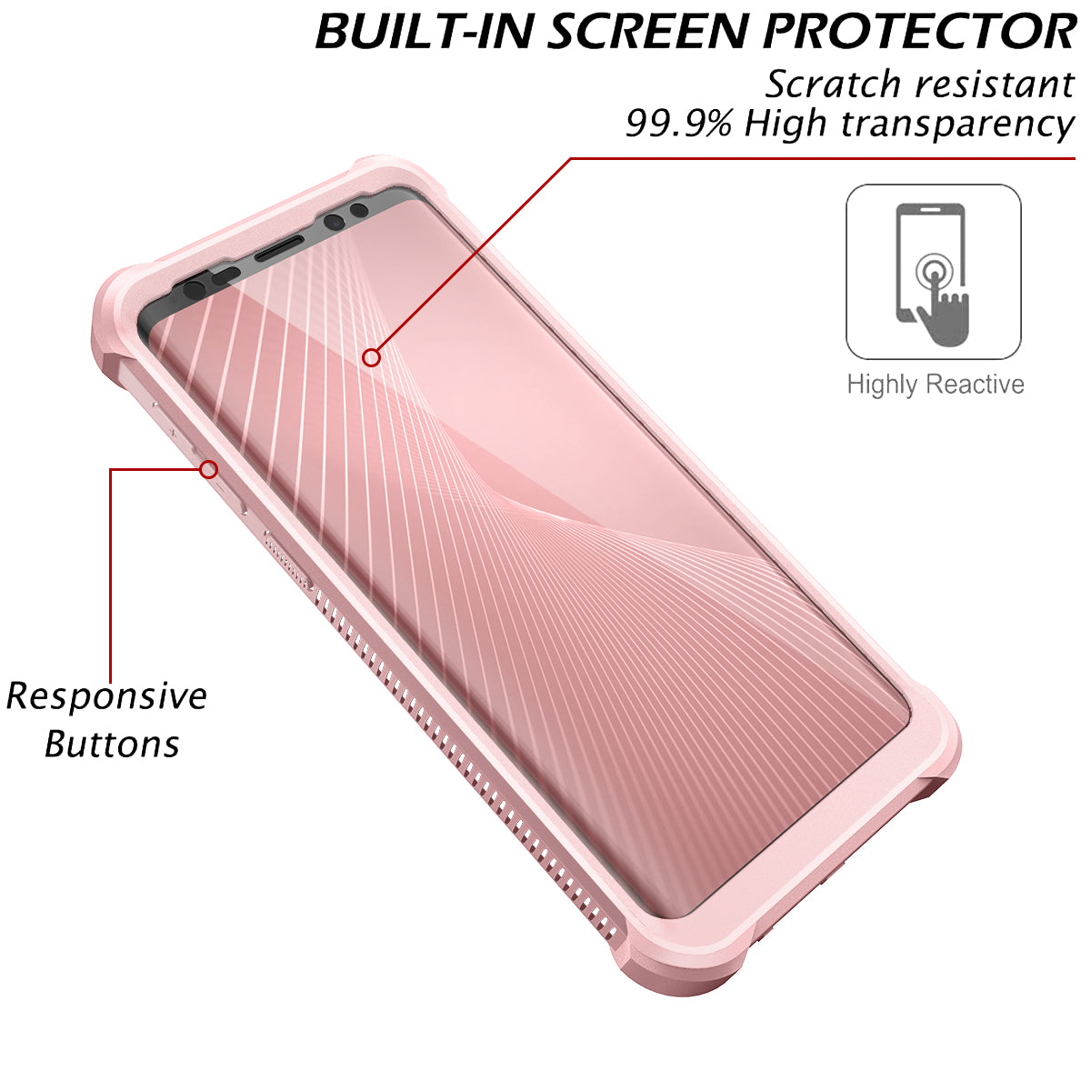 Dexnor Case for Samsung Galaxy S9 with Screen Protector Electroplated Frame Clear Back Cover Rugged 360 Full Body Protective Shockproof Heavy Duty Bumper