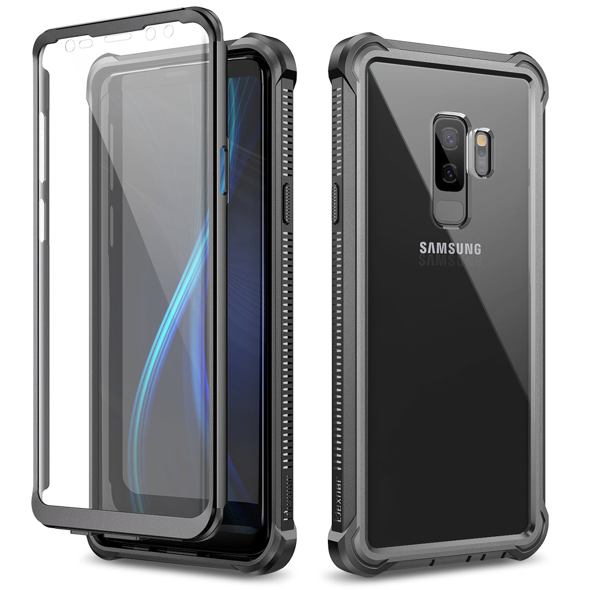 Dexnor Case for Galaxy S9 Plus with Screen Protector Clear Military Grade Rugged 360 Full Body Protective Shockproof Hard Back Cover Defender Heavy Duty Bumper