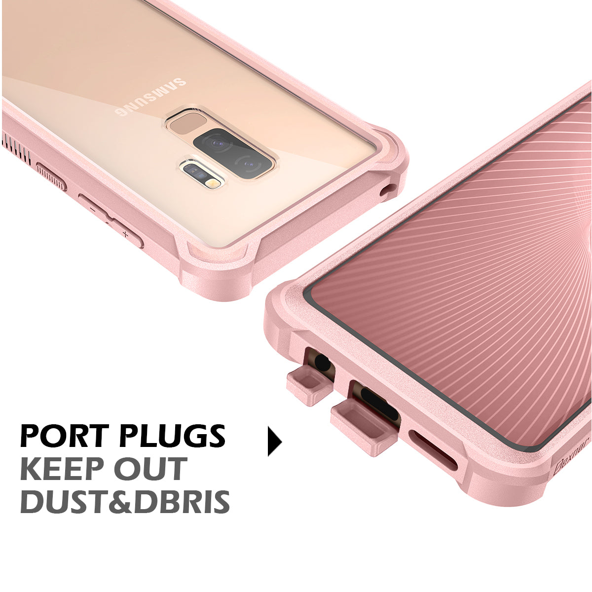 Dexnor Case for Galaxy S9 Plus with Screen Protector Clear Military Grade Rugged 360 Full Body Protective Shockproof Hard Back Cover Defender Heavy Duty Bumper