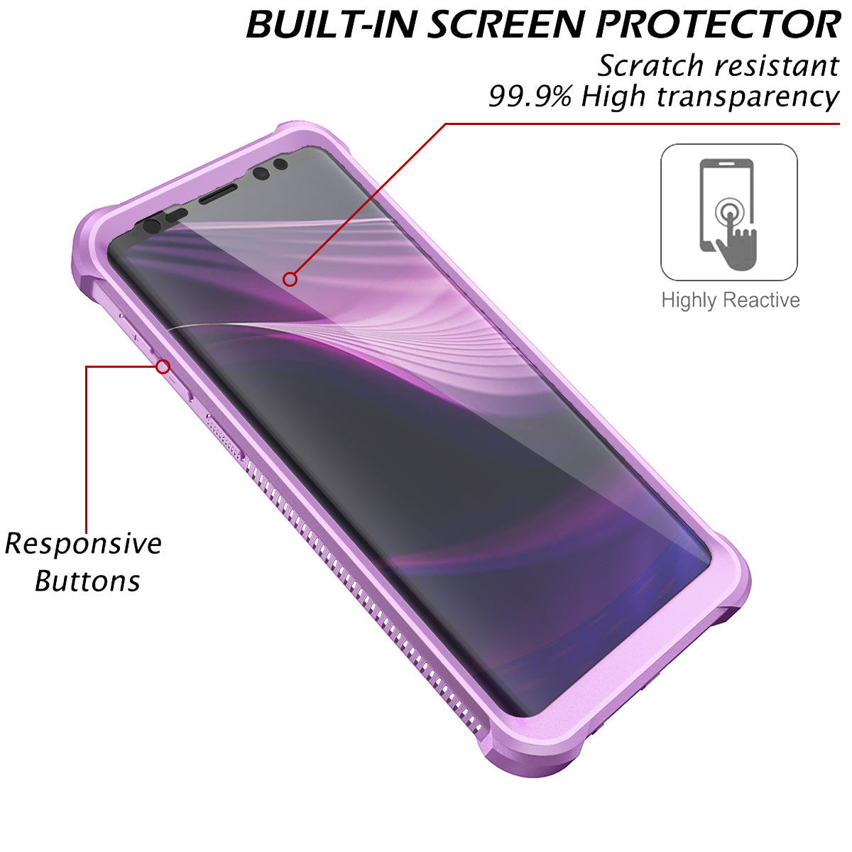 Dexnor Case for Galaxy S9 with Screen Protector Clear Military Grade Rugged 360 Full Body Protective Shockproof Hard Back Cover Defender Heavy Duty Bumper