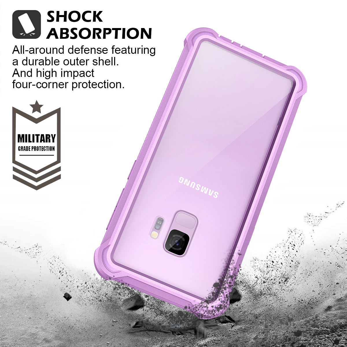 Dexnor Case for Galaxy S9 with Screen Protector Clear Military Grade Rugged 360 Full Body Protective Shockproof Hard Back Cover Defender Heavy Duty Bumper