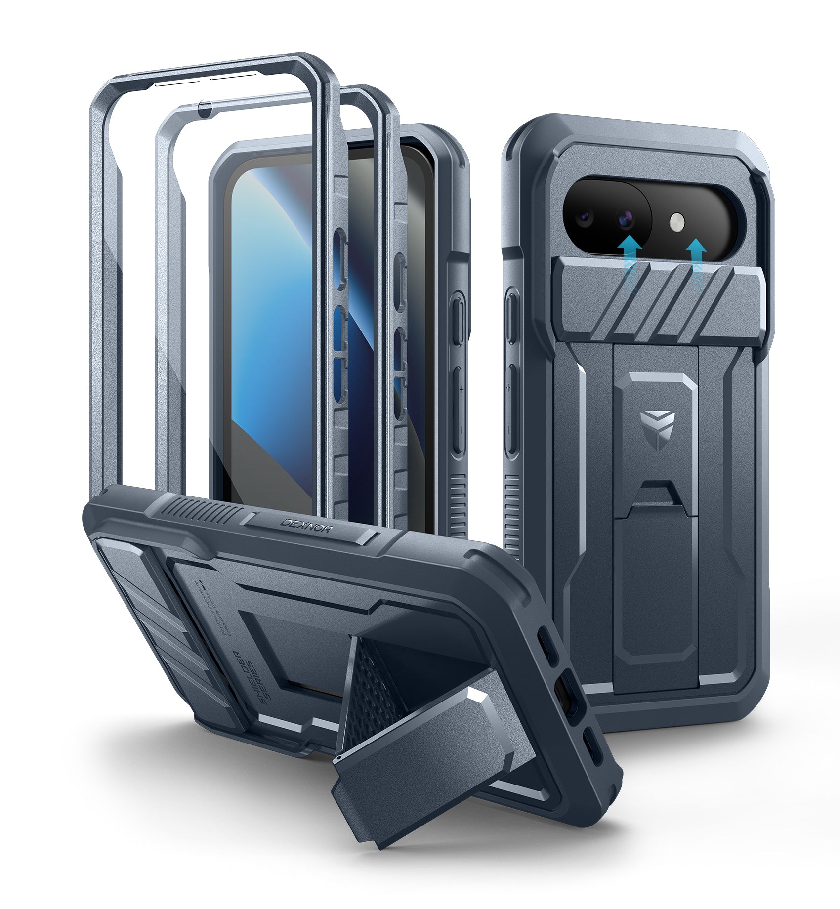 Dexnor Case for Google Pixel 10a with Slide Camera Cover 2 Front Frames Built-in Screen Protector Kickstand Full-body Shockproof Protective Cover Heavy-duty Rugged Bumper