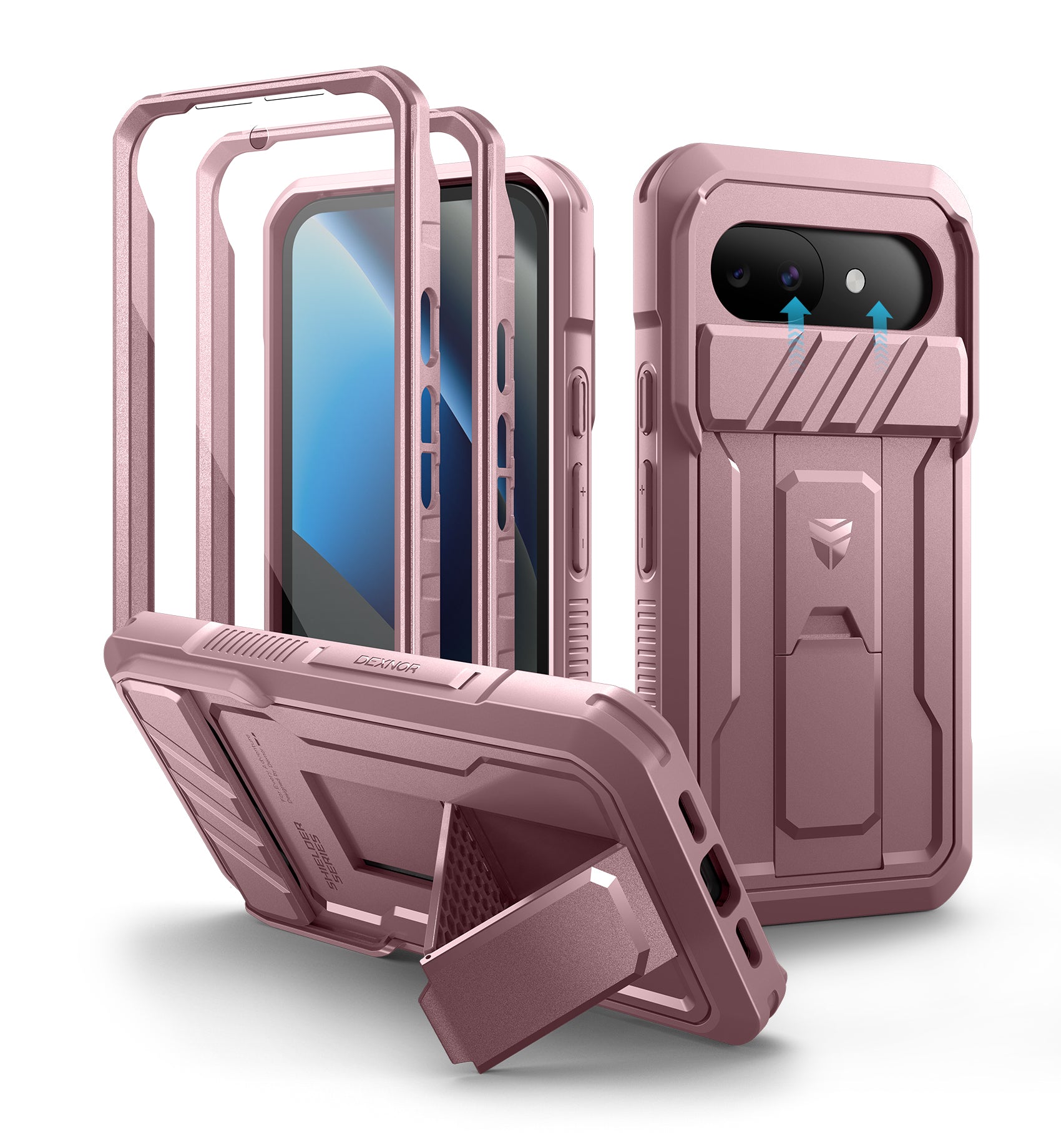 Dexnor Case for Google Pixel 10a with Slide Camera Cover 2 Front Frames Built-in Screen Protector Kickstand Full-body Shockproof Protective Cover Heavy-duty Rugged Bumper