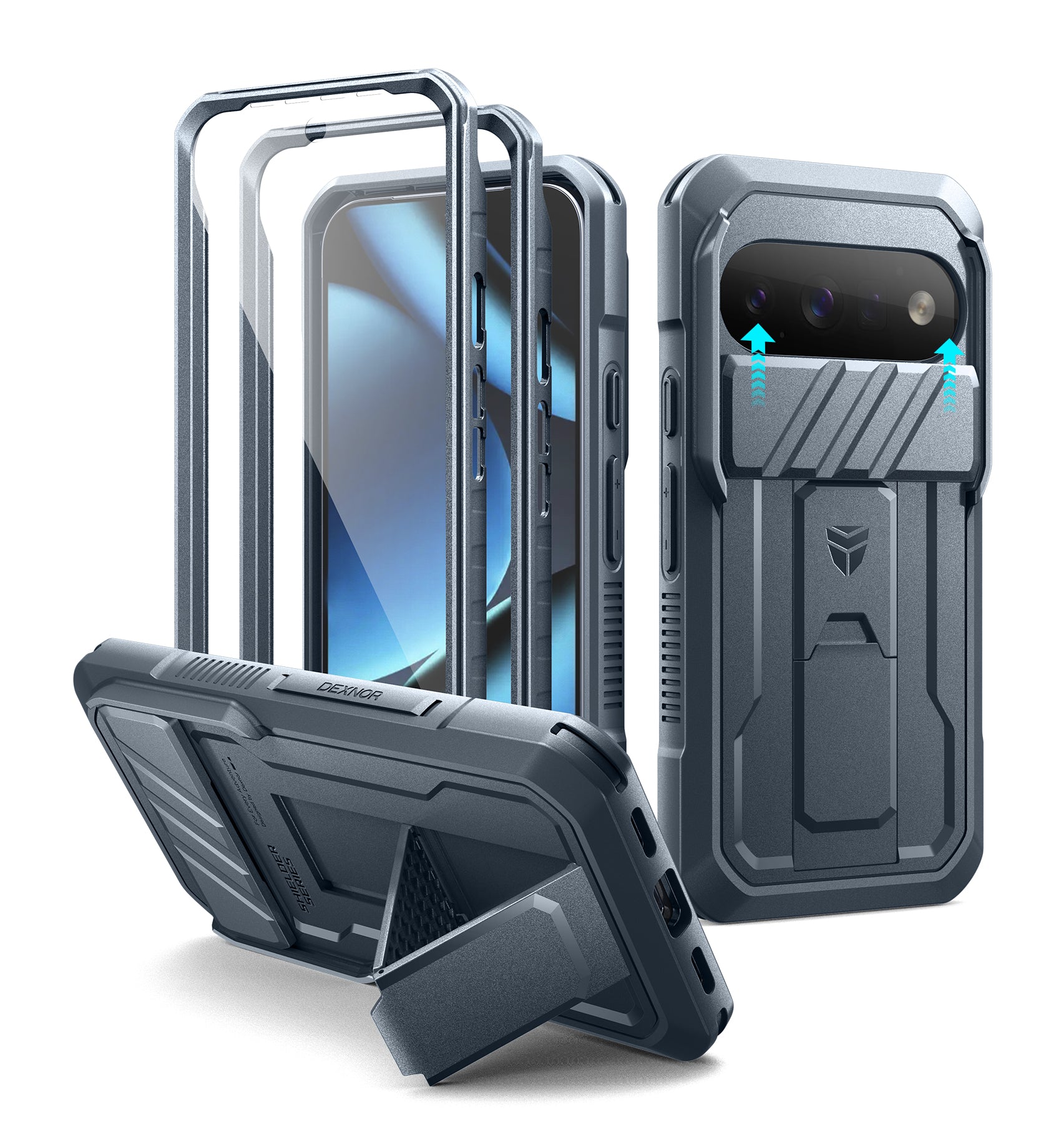 Dexnor Case for Google Pixel 11 with Kickstand Slide Camera Cover 2 Front Frames Built-in Screen Protector Full-Body Shockproof Protective Heavy-Duty Rugged Cover 2026