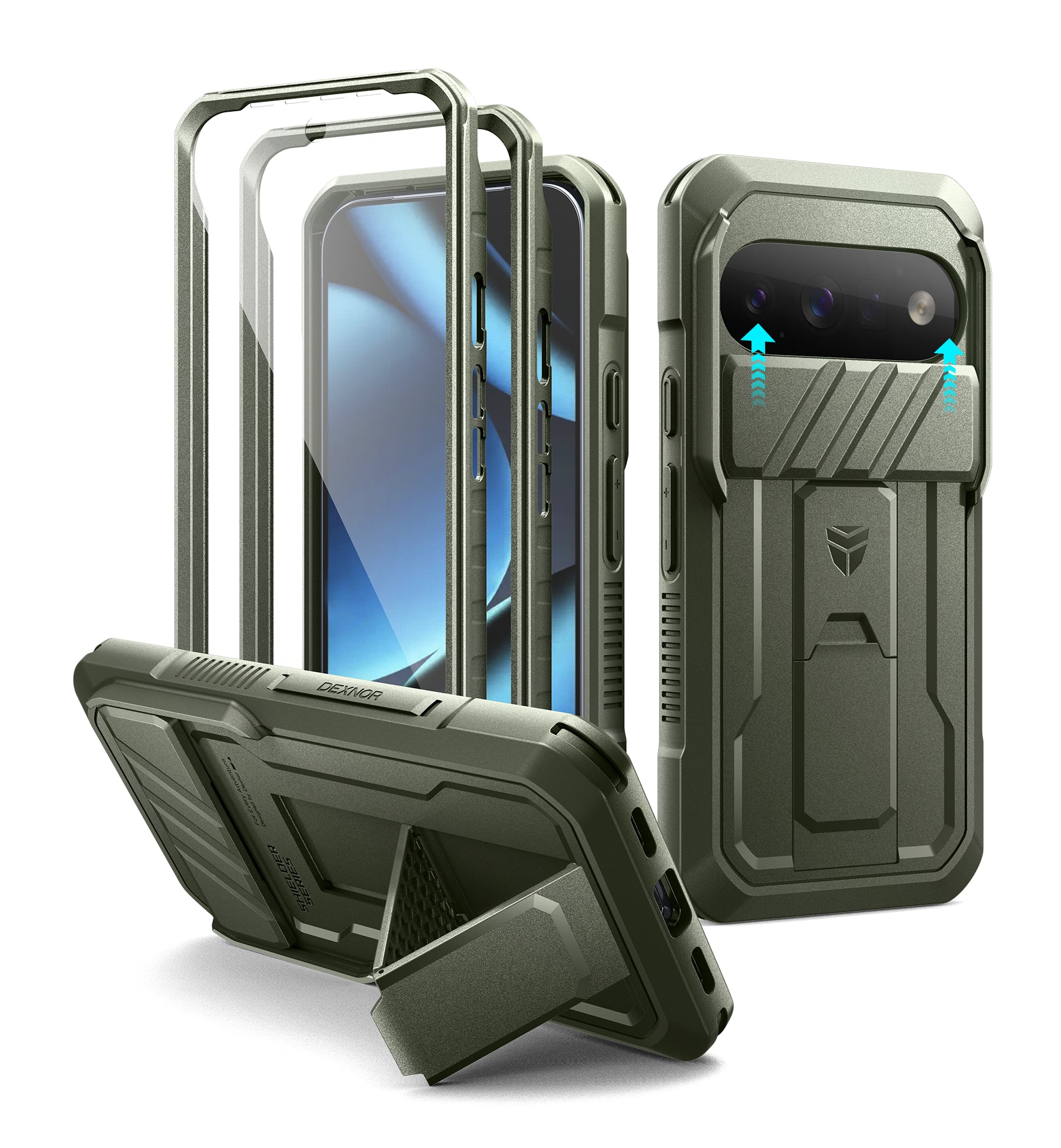 Dexnor Case for Google Pixel 11 with Kickstand Slide Camera Cover 2 Front Frames Built-in Screen Protector Full-Body Shockproof Protective Heavy-Duty Rugged Cover 2026