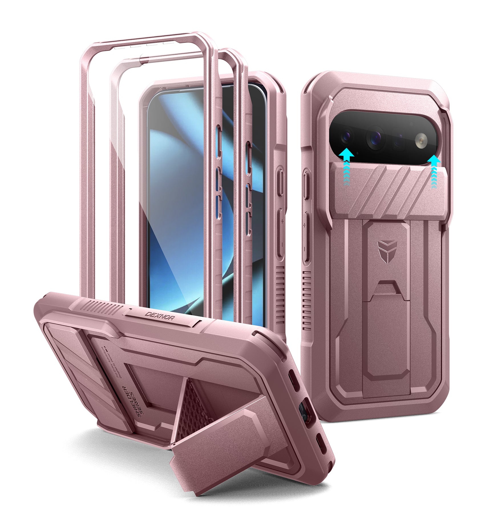 Dexnor Case for Google Pixel 11 Pro with Kickstand Slide Camera Cover 2 Front Frames Built-in Screen Protector Full-Body Shockproof Protective Heavy-Duty Rugged Cover 2026
