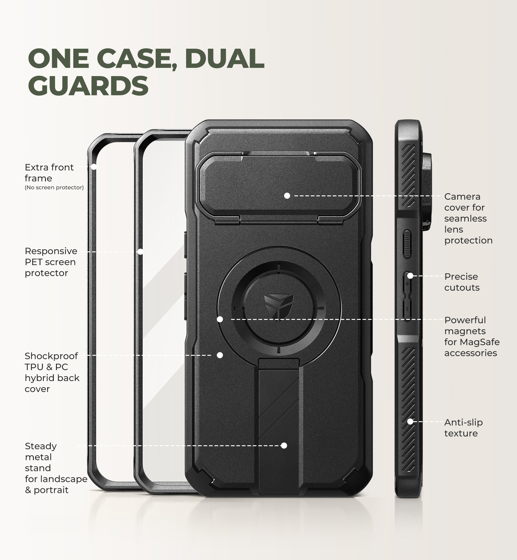 Dexnor Case for Google Pixel 11 Pro XL with Camera Cover Kickstand Screen Protector 2 Front Frames Compatible with MagSafe Rugged Shockproof Bumper Cases Magnetic Cover 2026
