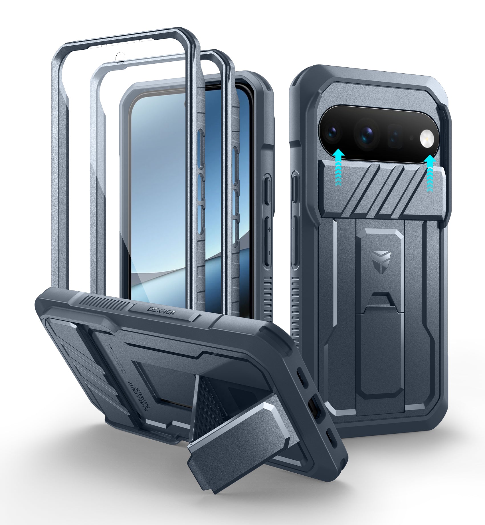 Dexnor Case for Google Pixel 11 Pro XL with Slide Camera Cover 2 Front Frames Built-in Screen Protector Kickstand Full-Body Shockproof Protective Cover Heavy-Duty Rugged Cases 2026