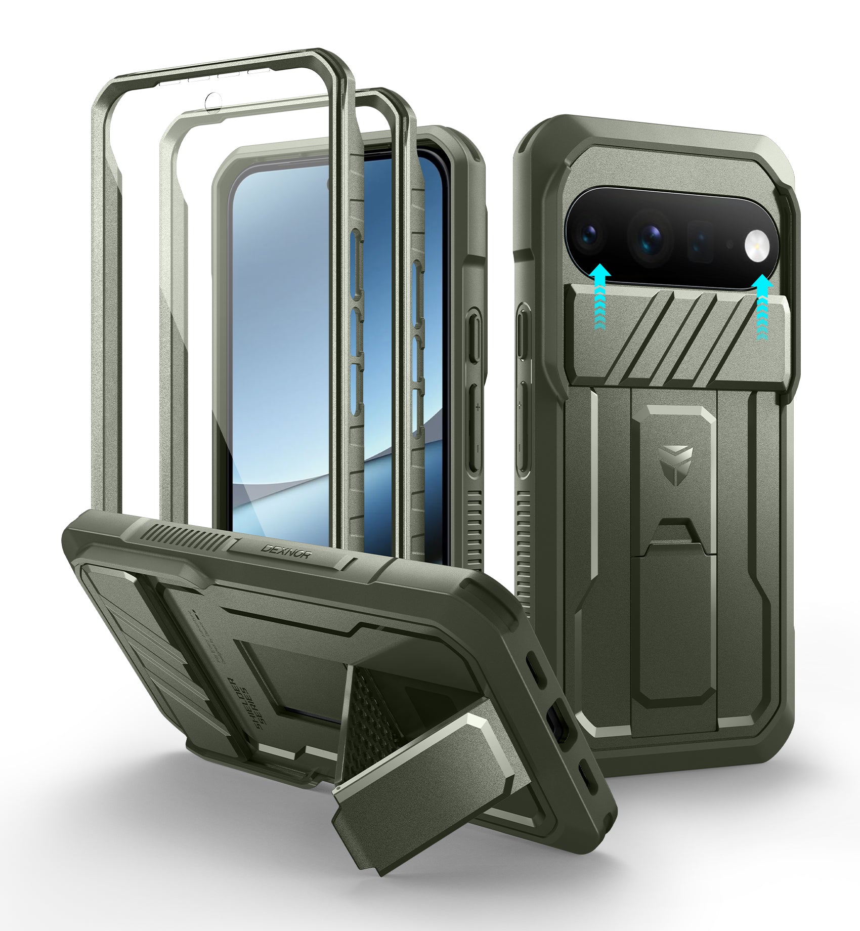 Dexnor Case for Google Pixel 11 Pro XL with Slide Camera Cover 2 Front Frames Built-in Screen Protector Kickstand Full-Body Shockproof Protective Cover Heavy-Duty Rugged Cases 2026