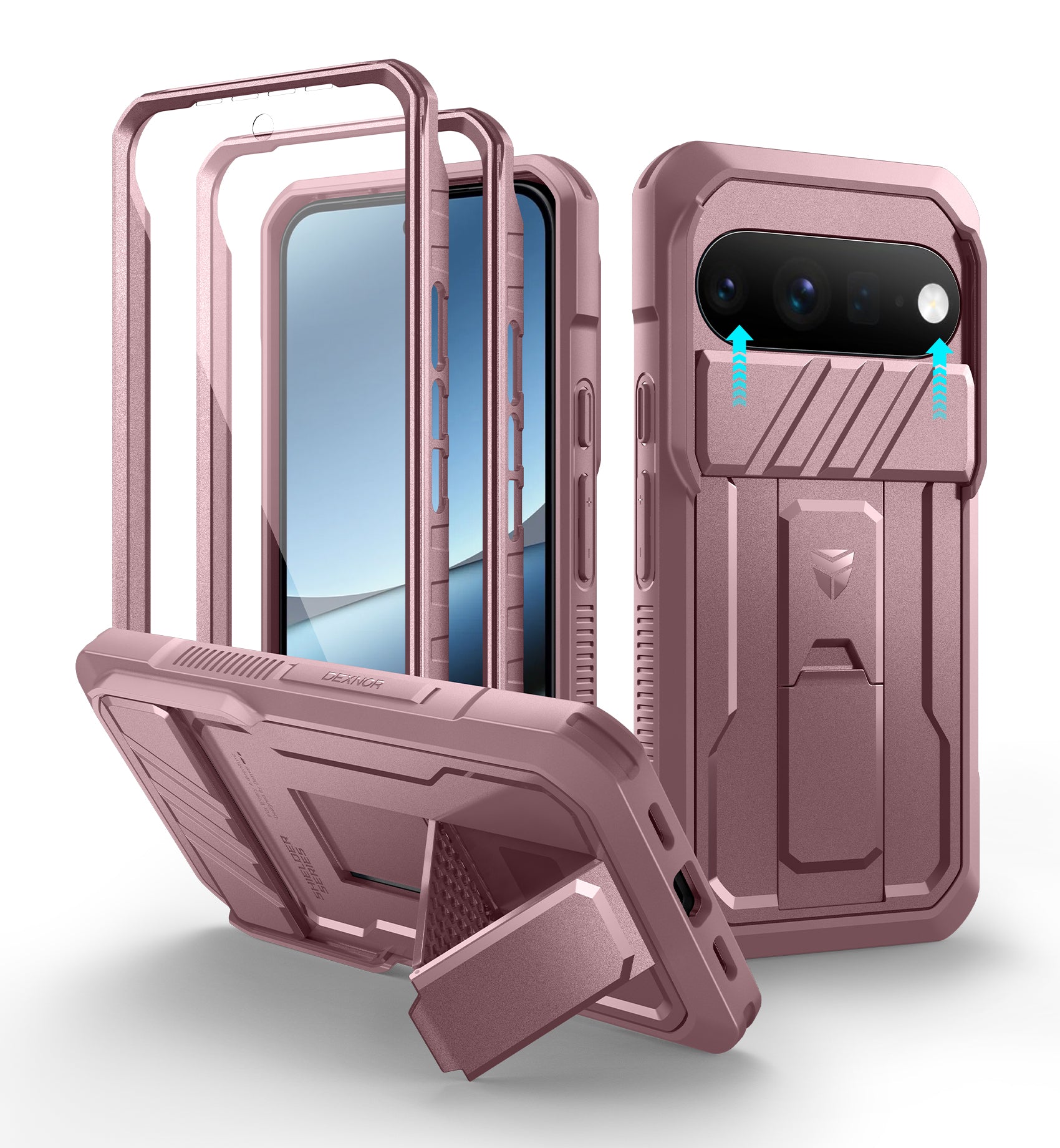 Dexnor Case for Google Pixel 11 Pro XL with Slide Camera Cover 2 Front Frames Built-in Screen Protector Kickstand Full-Body Shockproof Protective Cover Heavy-Duty Rugged Cases 2026