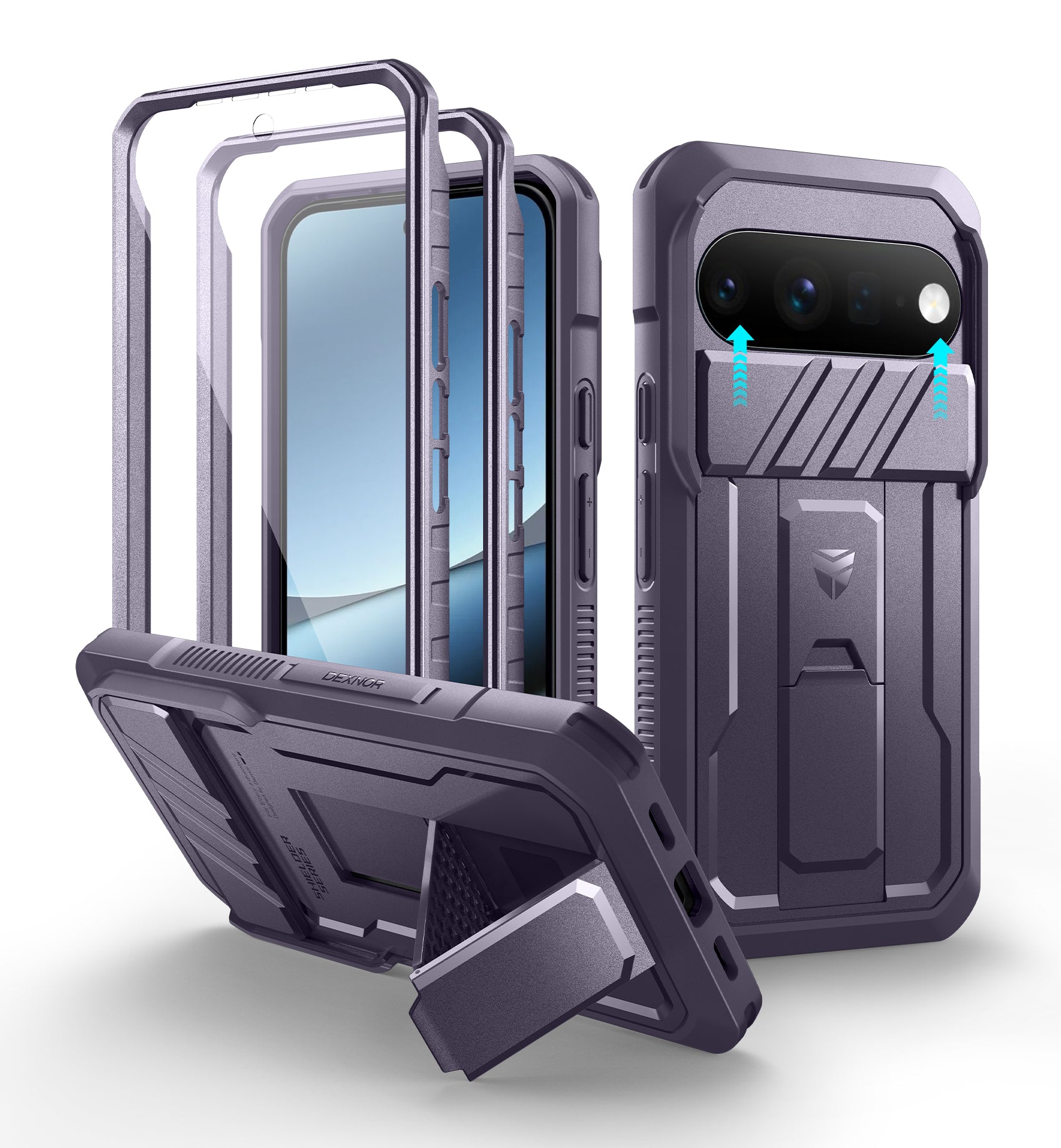 Dexnor Case for Google Pixel 11 Pro XL with Slide Camera Cover 2 Front Frames Built-in Screen Protector Kickstand Full-Body Shockproof Protective Cover Heavy-Duty Rugged Cases 2026