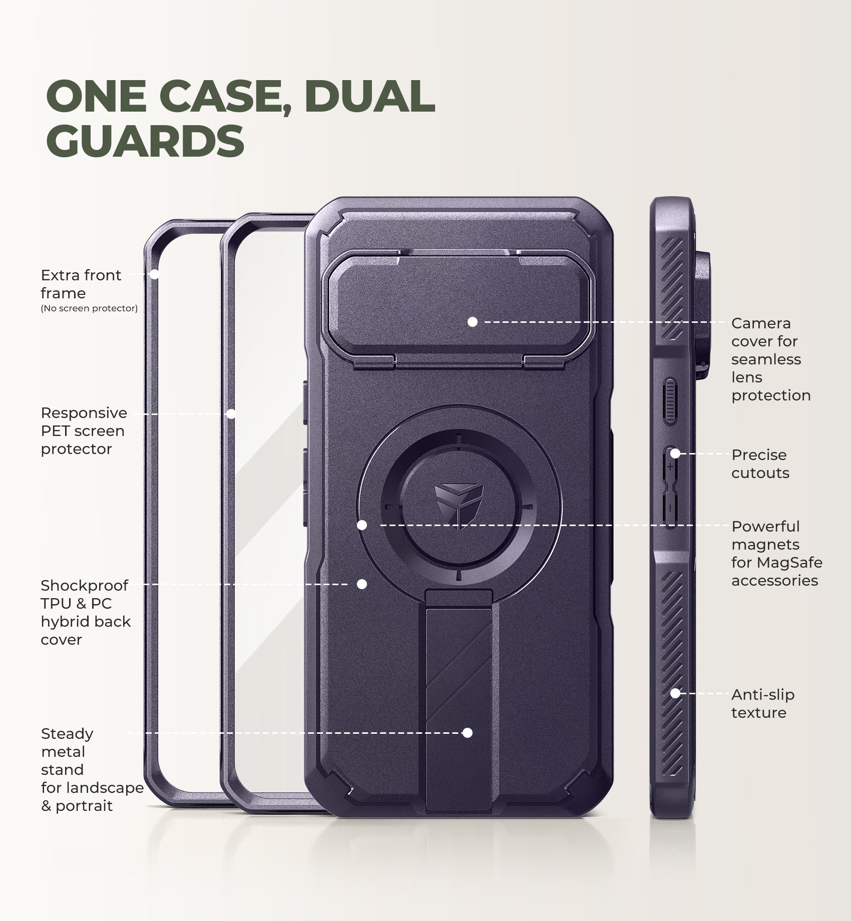 Dexnor Case for Google Pixel 11 Pro XL with Camera Cover Kickstand Screen Protector 2 Front Frames Compatible with MagSafe Rugged Shockproof Bumper Cases Magnetic Cover 2026
