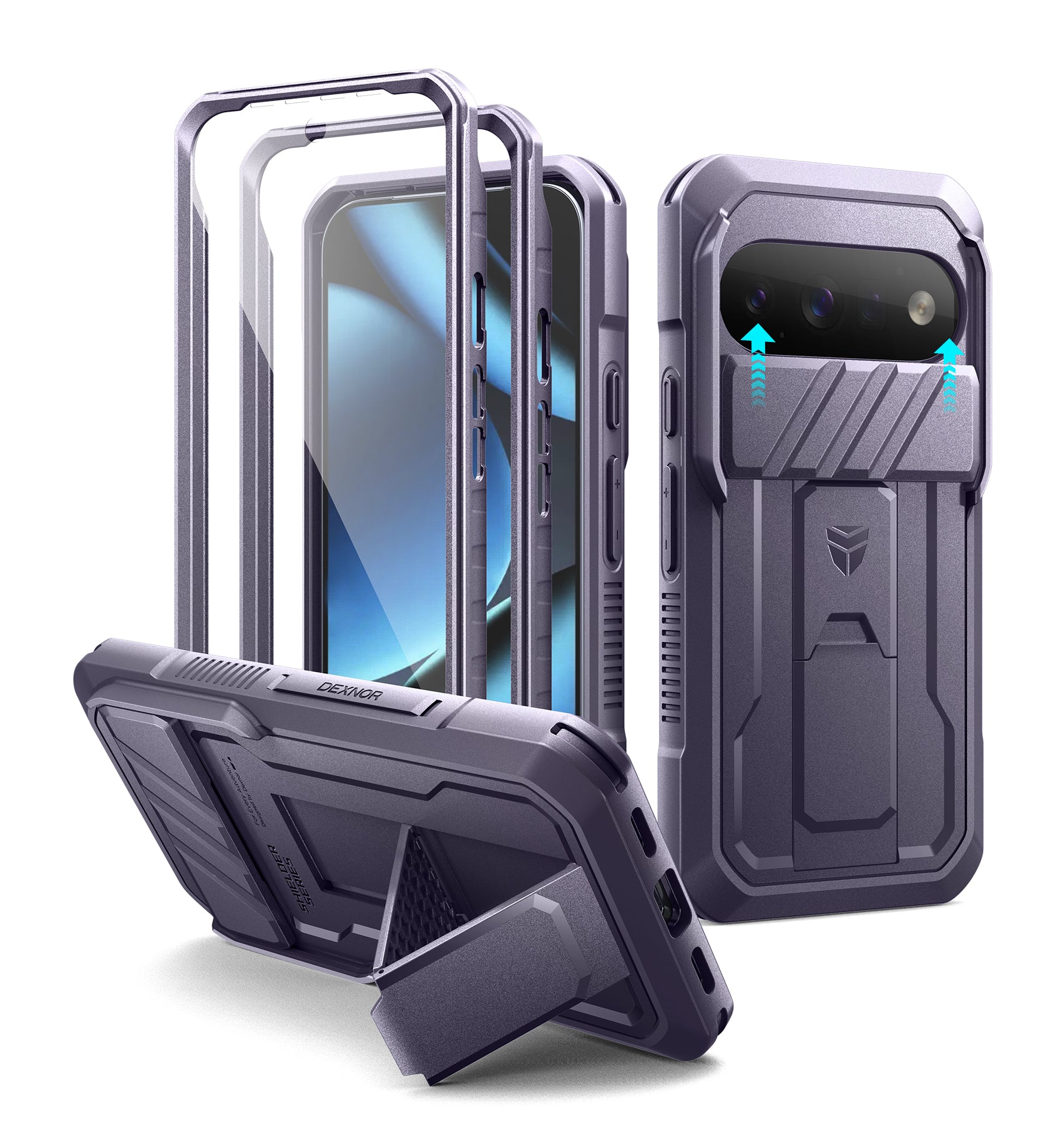 Dexnor Case for Google Pixel 11 with Kickstand Slide Camera Cover 2 Front Frames Built-in Screen Protector Full-Body Shockproof Protective Heavy-Duty Rugged Cover 2026