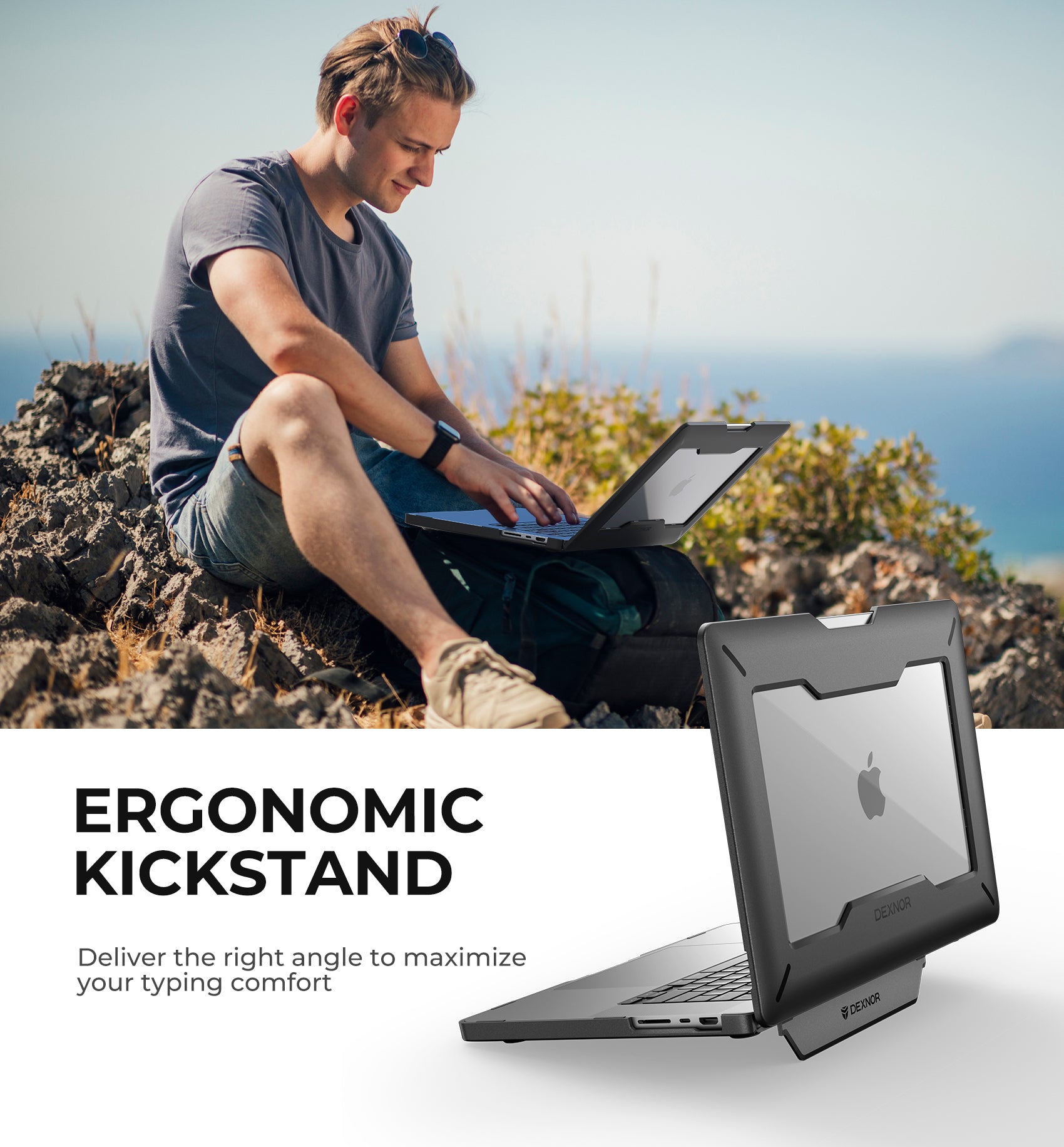 Dexnor Case for MacBook Pro 16 Inch 2021 M1 Pro M1 Max A2485 with Kickstand Heavy Duty Full Body Protective Cover with TPU Bumper