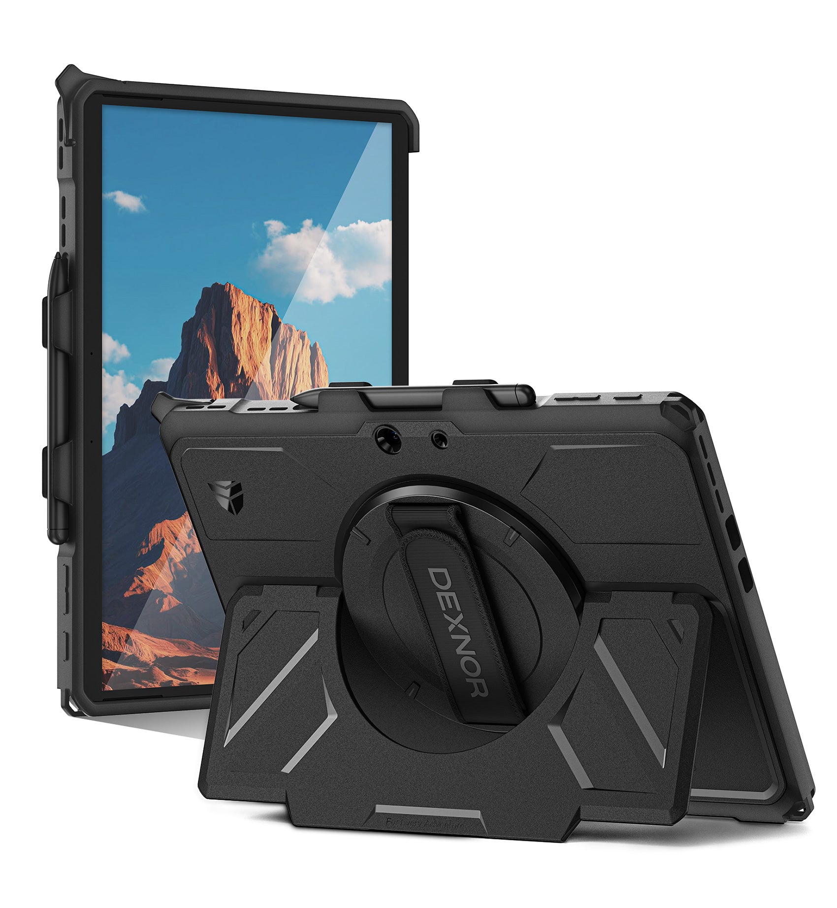 Dexnor Case for Microsoft Surface Pro 10 13 inch 2024 Rugged Protective with 360° Rotating Hand Strap Large Stand Pen Holder Shockproof Full-Body Cover