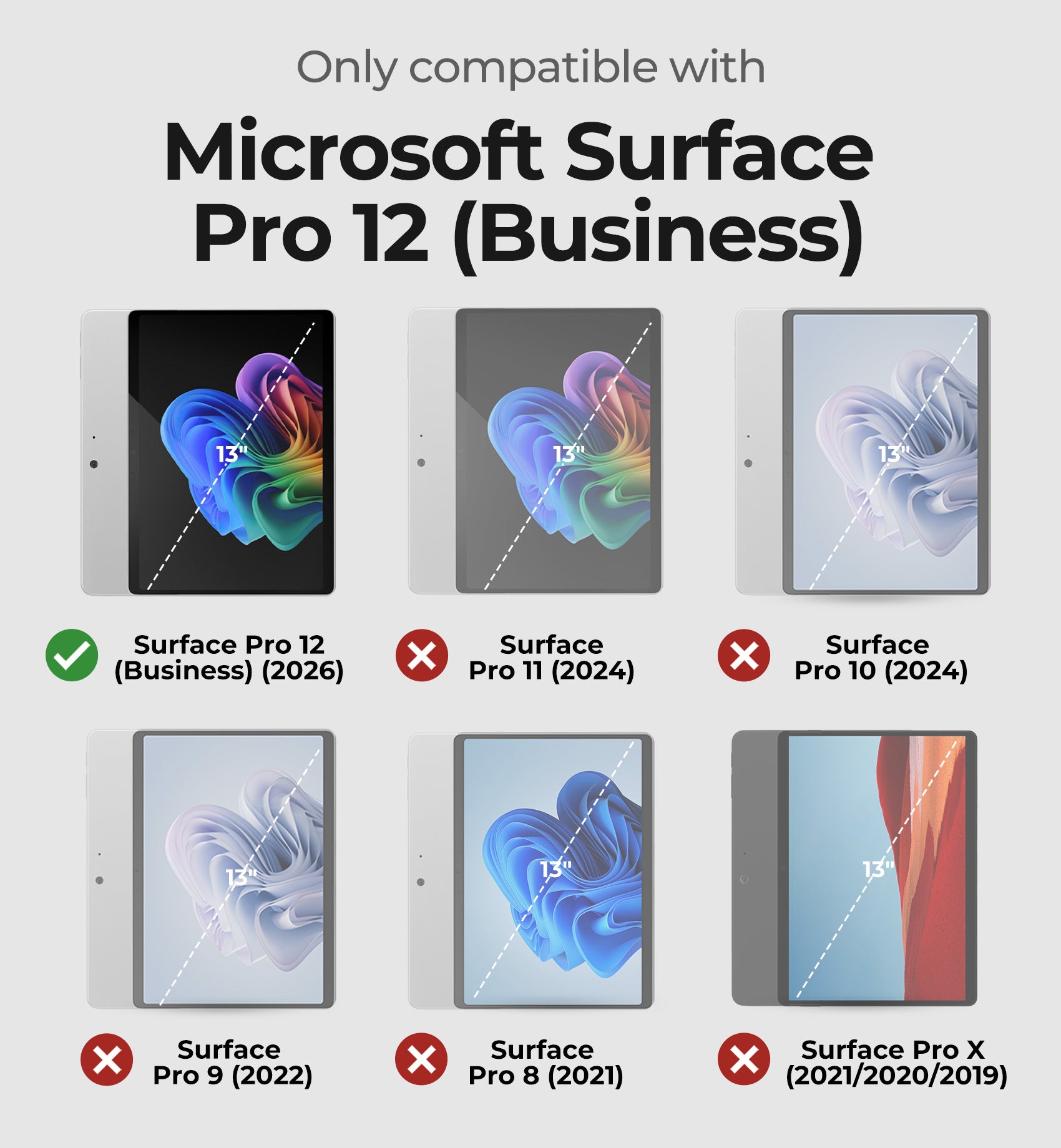 Dexnor Case for Microsoft Surface Pro 12th Edition Business 13 inch 2026 Rugged Protective Shockproof Cover with 360° Rotating Hand Strap Large Stand Pen Holder