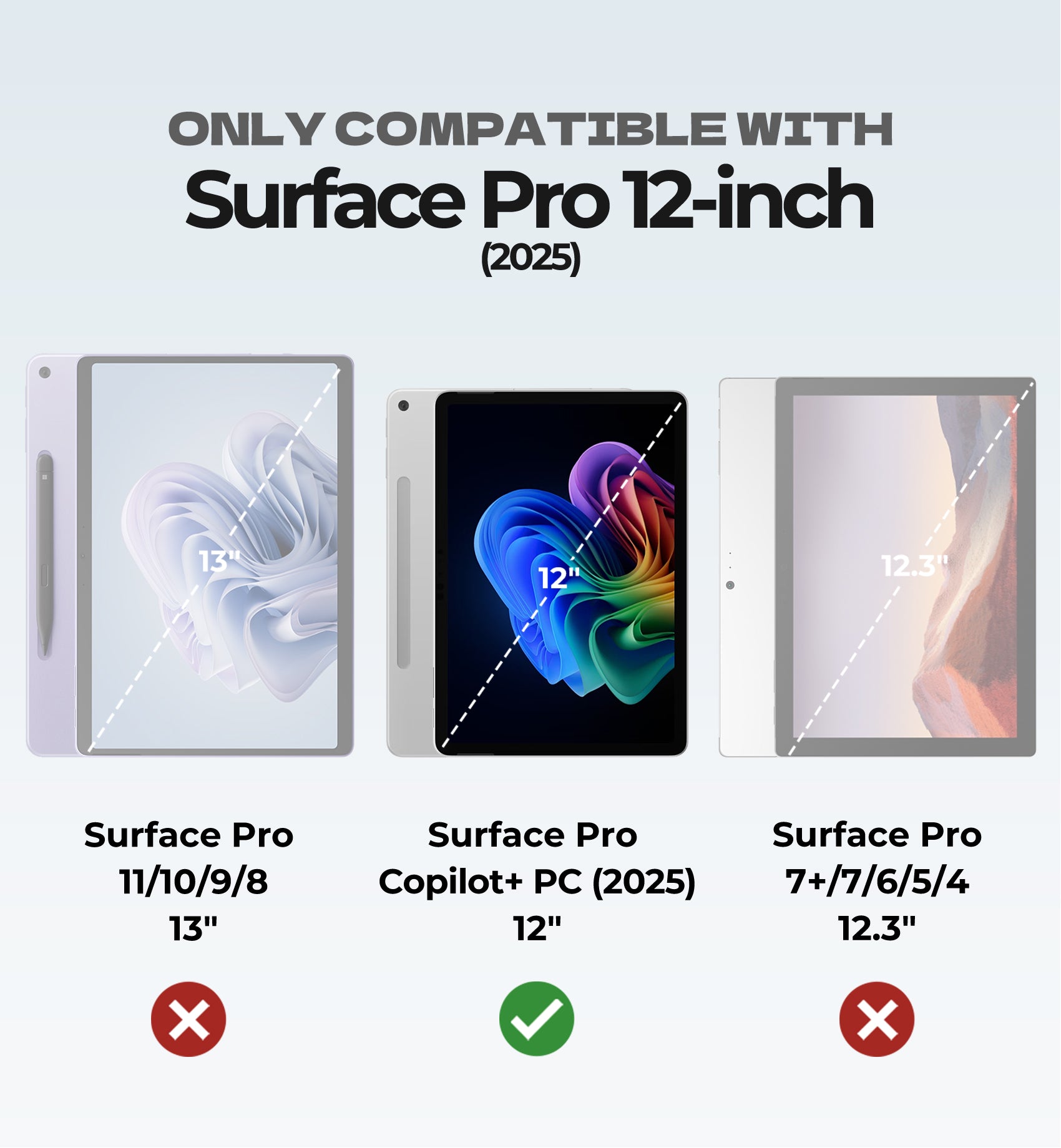 Dexnor Case for Microsoft Surface Pro 12 inch 2025 Rugged Protective Cover with 360° Rotating Hand Strap Large Stand Pen Holder Shockproof Full-Body Cover