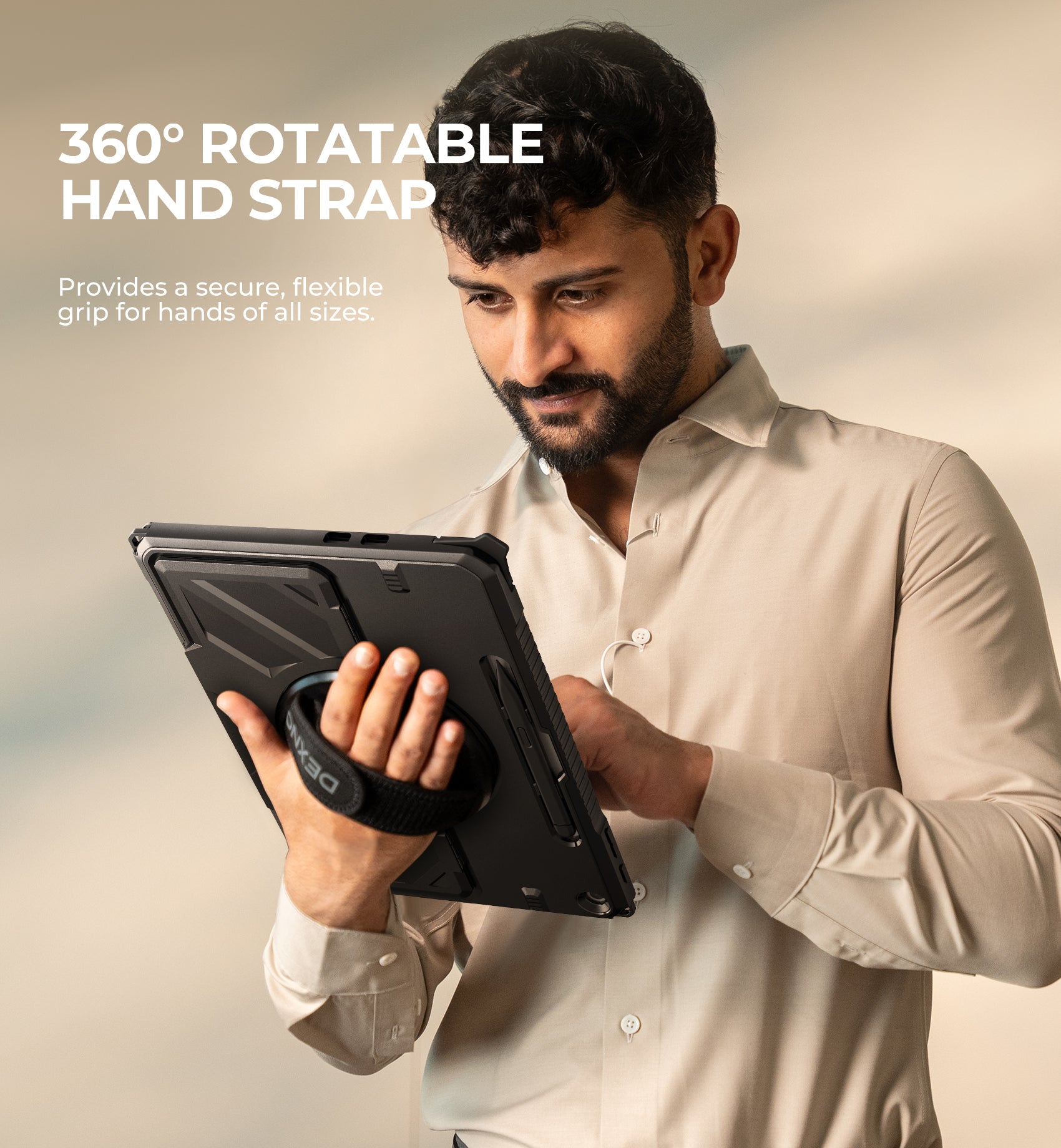 Dexnor Case for Microsoft Surface Pro 12 inch 2025 Rugged Protective Cover with 360° Rotating Hand Strap Large Stand Pen Holder Shockproof Full-Body Cover