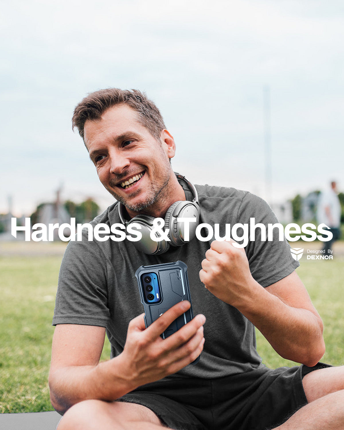 Dexnor Case for Motorola Moto Edge 2021 5G UW Built in Screen Protector and Kickstand Heavy Duty Military Grade Protection Shockproof Protective Cover for Men Women