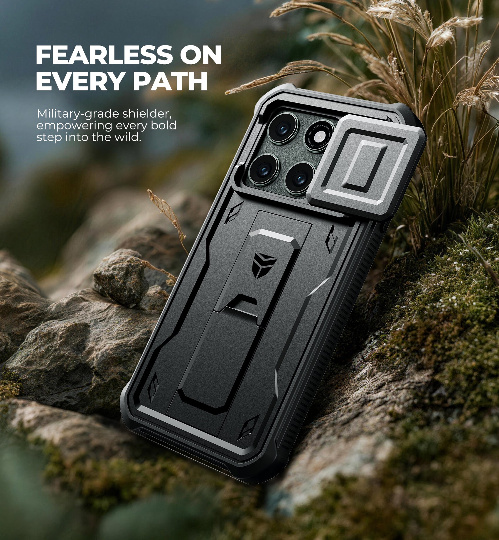 Dexnor Case for Motorola Moto Edge 2026 2 Front Frame Built-in Magnetic Slide Camera Cover Kickstand Heavy Duty Protection Shockproof Phone Cover Screen Protector 6.3 inch