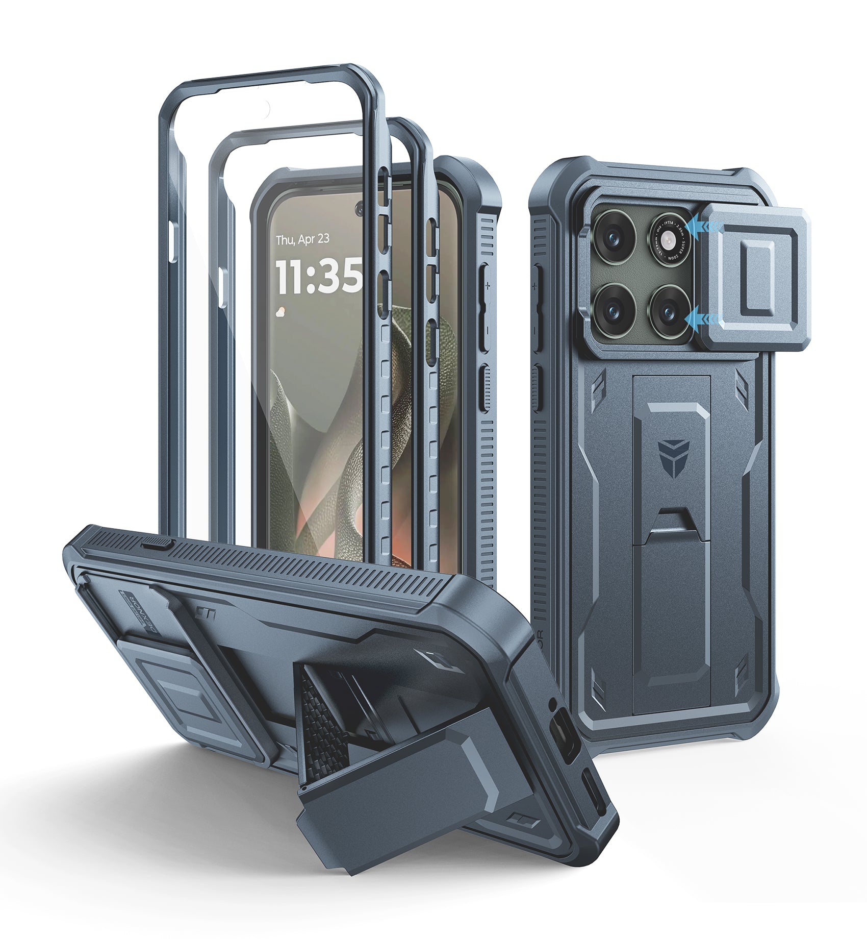 Dexnor Case for Motorola Moto Edge 2026 2 Front Frame Built-in Magnetic Slide Camera Cover Kickstand Heavy Duty Protection Shockproof Phone Cover Screen Protector 6.3 inch