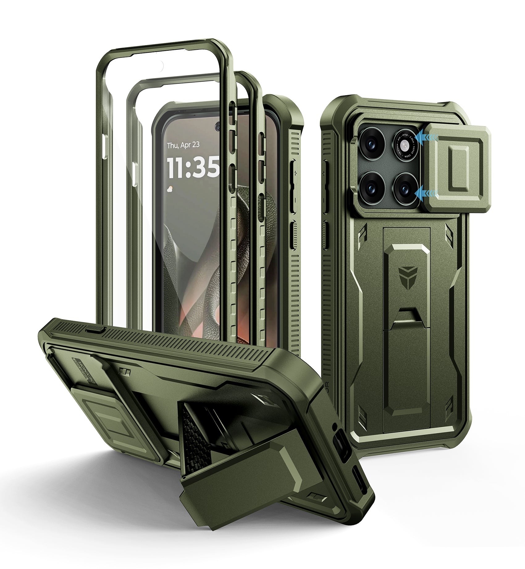 Dexnor Case for Motorola Moto Edge 2026 2 Front Frame Built-in Magnetic Slide Camera Cover Kickstand Heavy Duty Protection Shockproof Phone Cover Screen Protector 6.3 inch