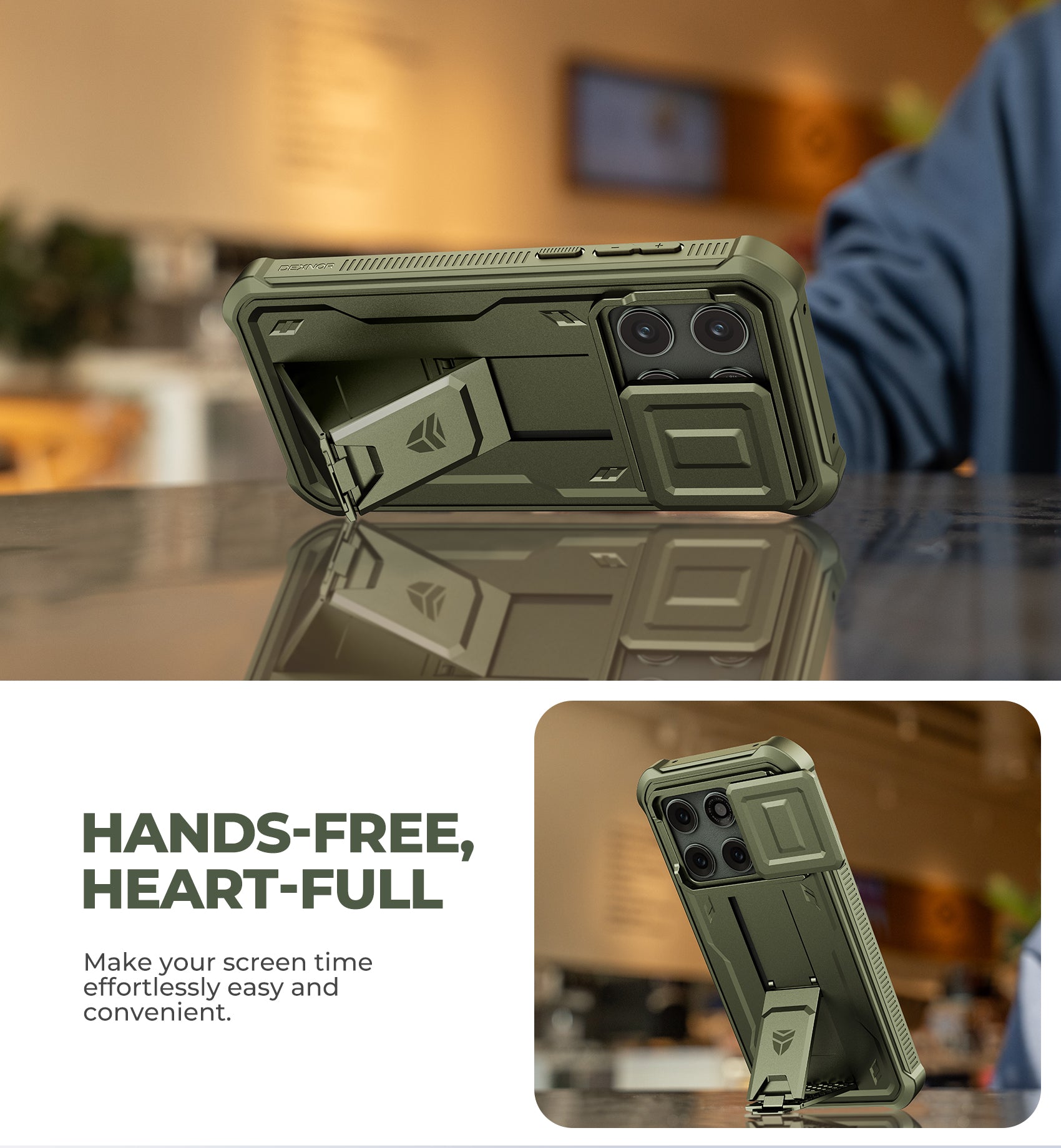 Dexnor Case for Motorola Moto Edge 2026 2 Front Frame Built-in Magnetic Slide Camera Cover Kickstand Heavy Duty Protection Shockproof Phone Cover Screen Protector 6.3 inch