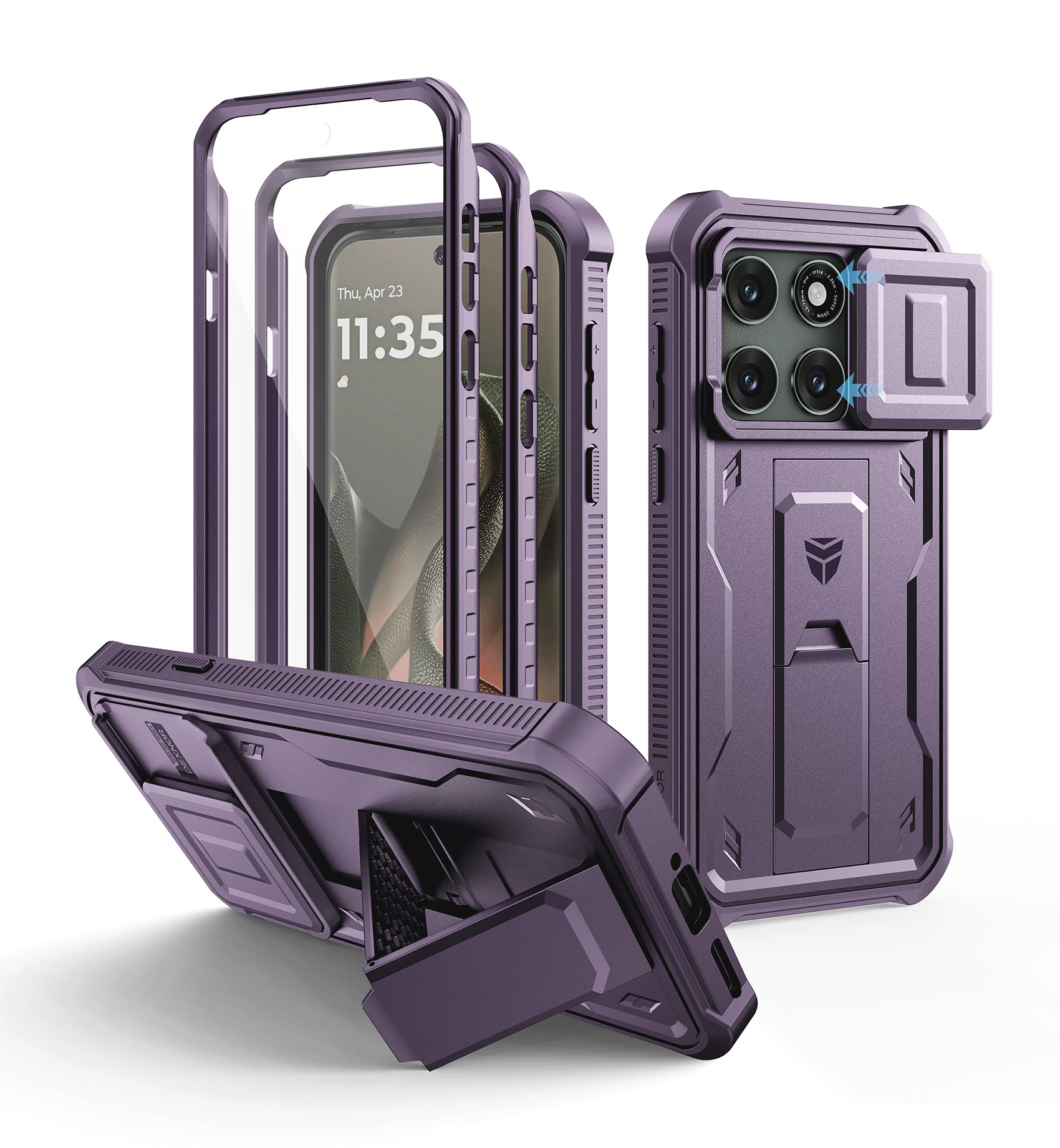 Dexnor Case for Motorola Moto Edge 2026 2 Front Frame Built-in Magnetic Slide Camera Cover Kickstand Heavy Duty Protection Shockproof Phone Cover Screen Protector 6.3 inch
