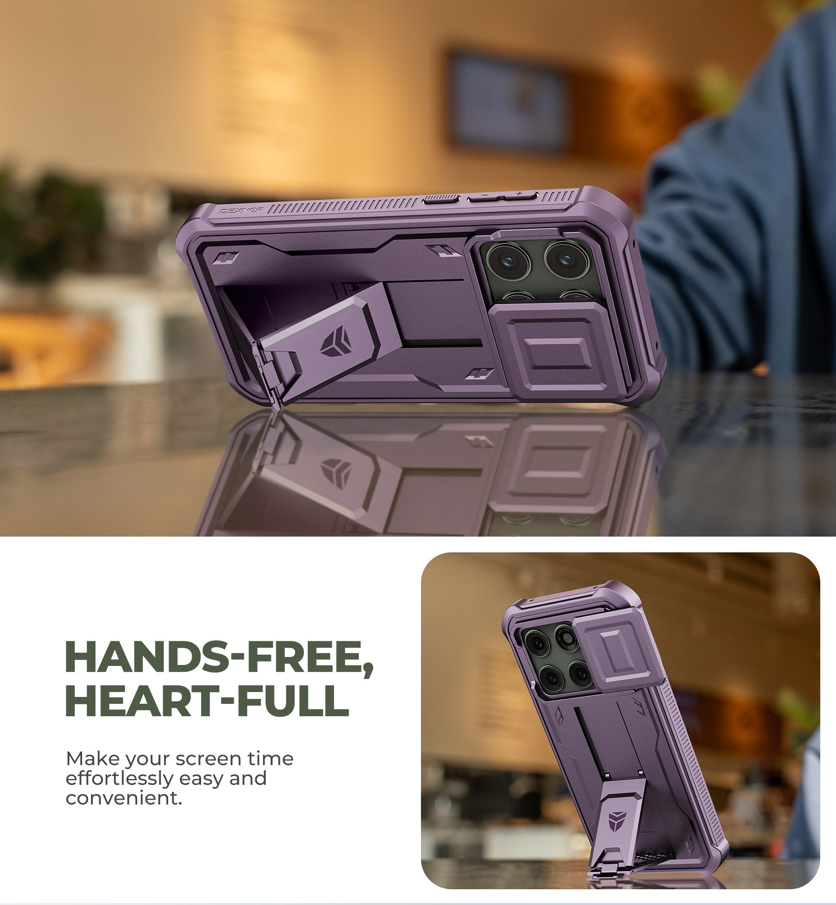 Dexnor Case for Motorola Moto Edge 2026 2 Front Frame Built-in Magnetic Slide Camera Cover Kickstand Heavy Duty Protection Shockproof Phone Cover Screen Protector 6.3 inch