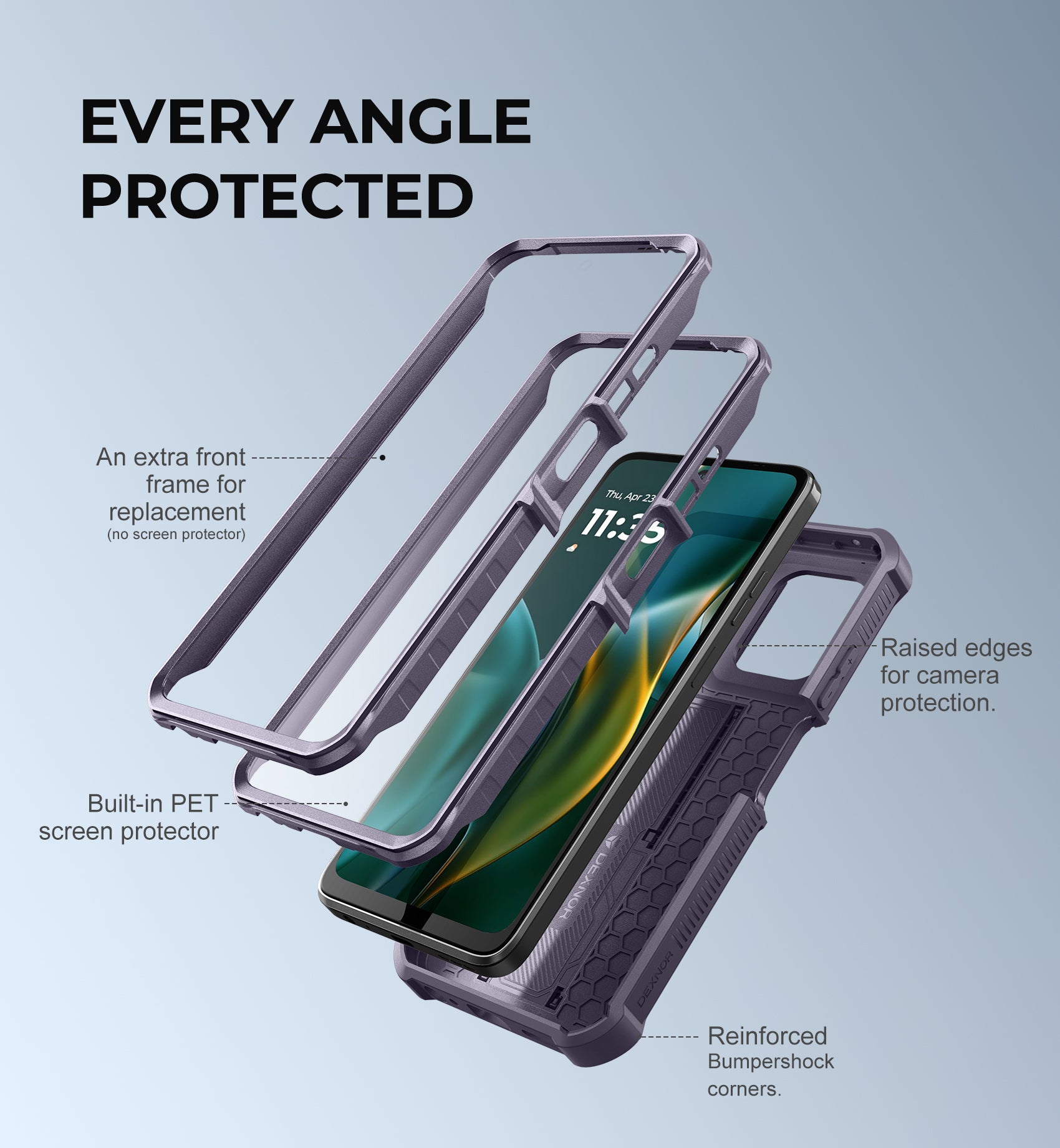 Dexnor Case for Motorola Moto-G 5G 2025 2 Front Frame Built-in Magnetic Slide Camera Cover Kickstand Heavy Duty Protection Shockproof with Screen Protector
