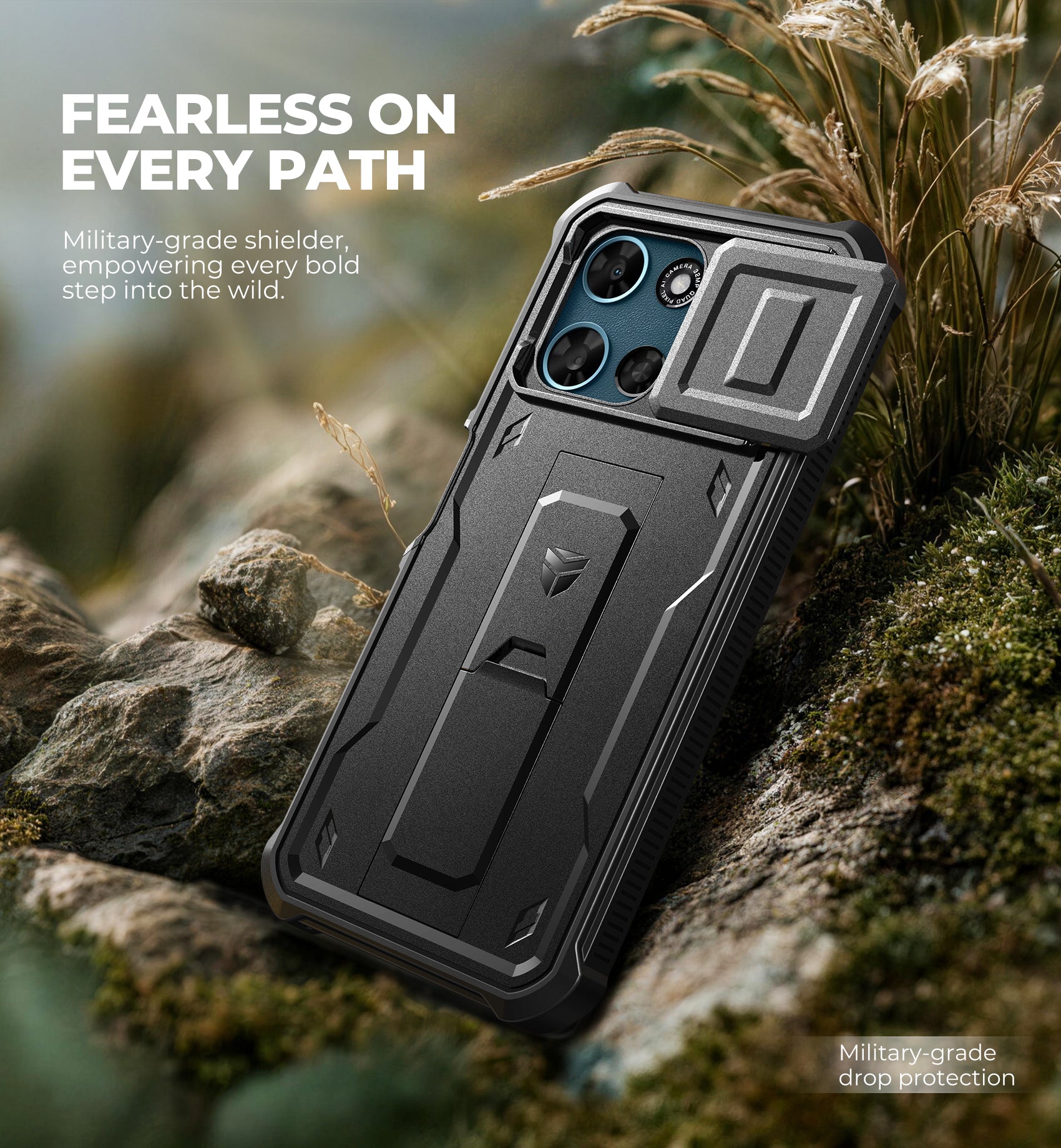 Dexnor Case for Motorola Moto G 2026 2 Front Frame Built-in Slide Camera Cover Kickstand Heavy Duty with Screen Protector 6.7 Inch