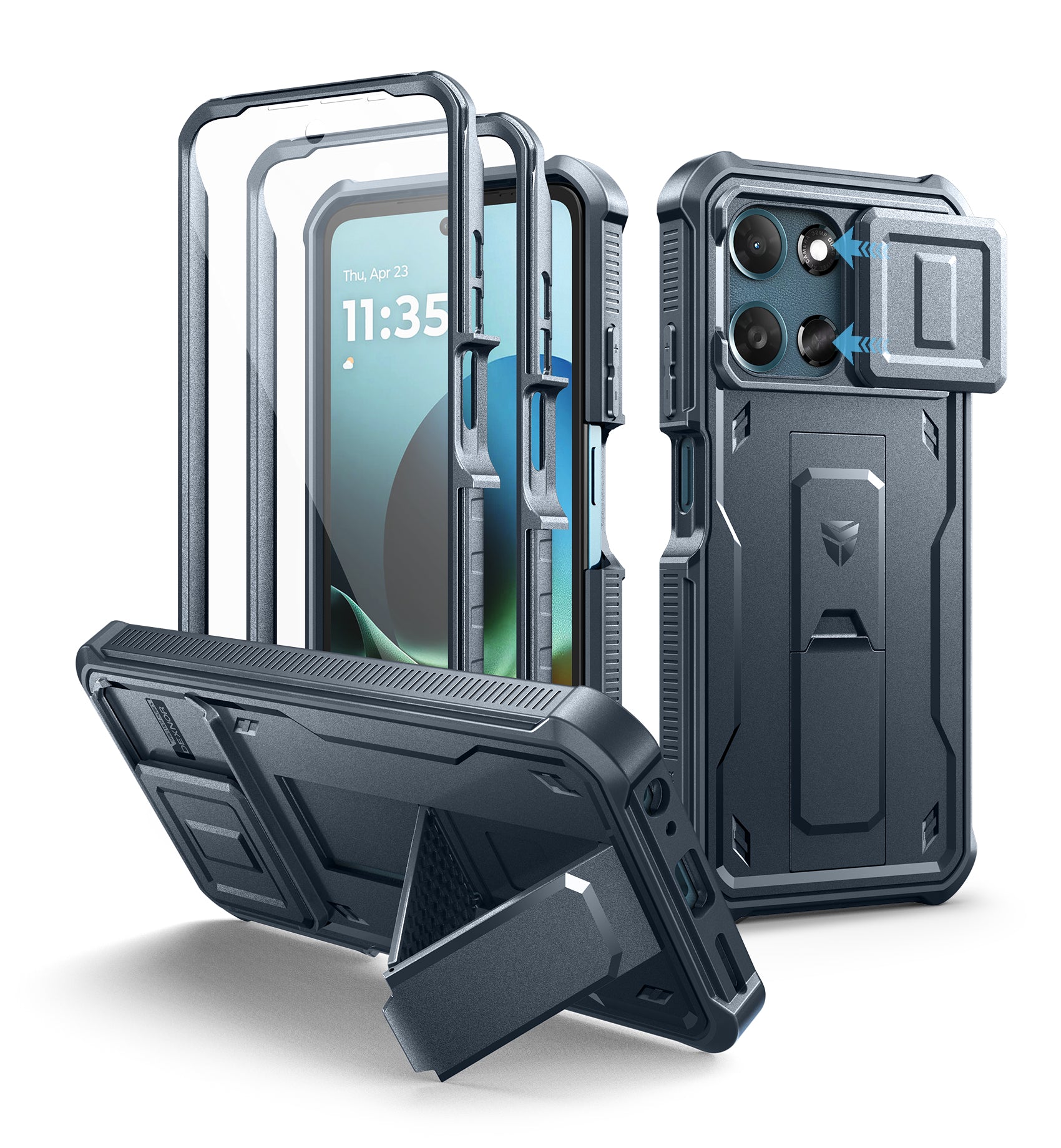 Dexnor Case for Motorola Moto G 2026 2 Front Frame Built-in Slide Camera Cover Kickstand Heavy Duty with Screen Protector 6.7 Inch